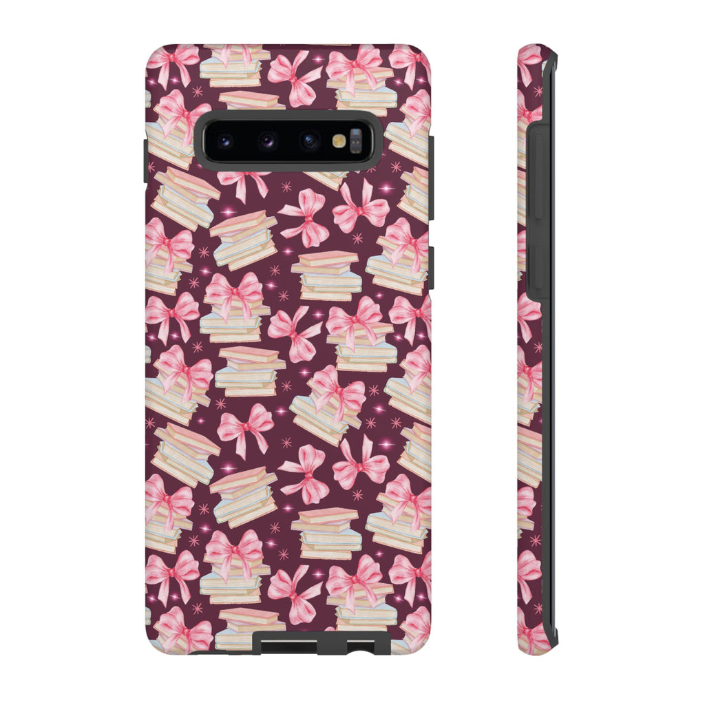 Coquette Pink Bows & Books Phone Case for iPhone 16 15 14 13 12  21 23 Samsung, and Pixel | Stylish Protective Cover Gift for Her Perfect for Floral Lover