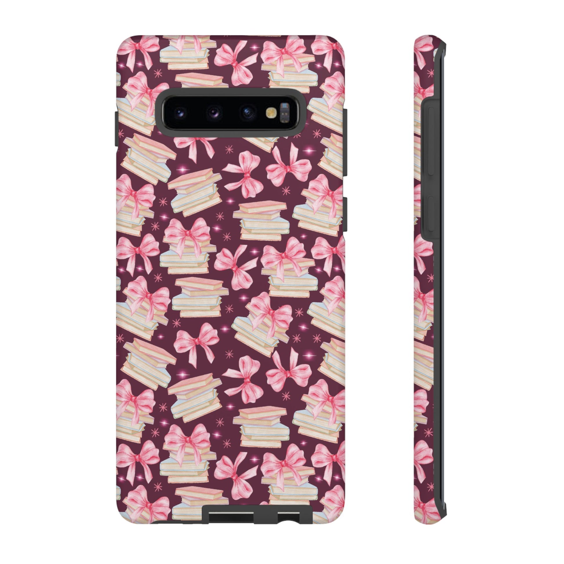 Coquette Pink Bows & Books Phone Case for iPhone 16 15 14 13 12  21 23 Samsung, and Pixel | Stylish Protective Cover Gift for Her Perfect for Floral Lover