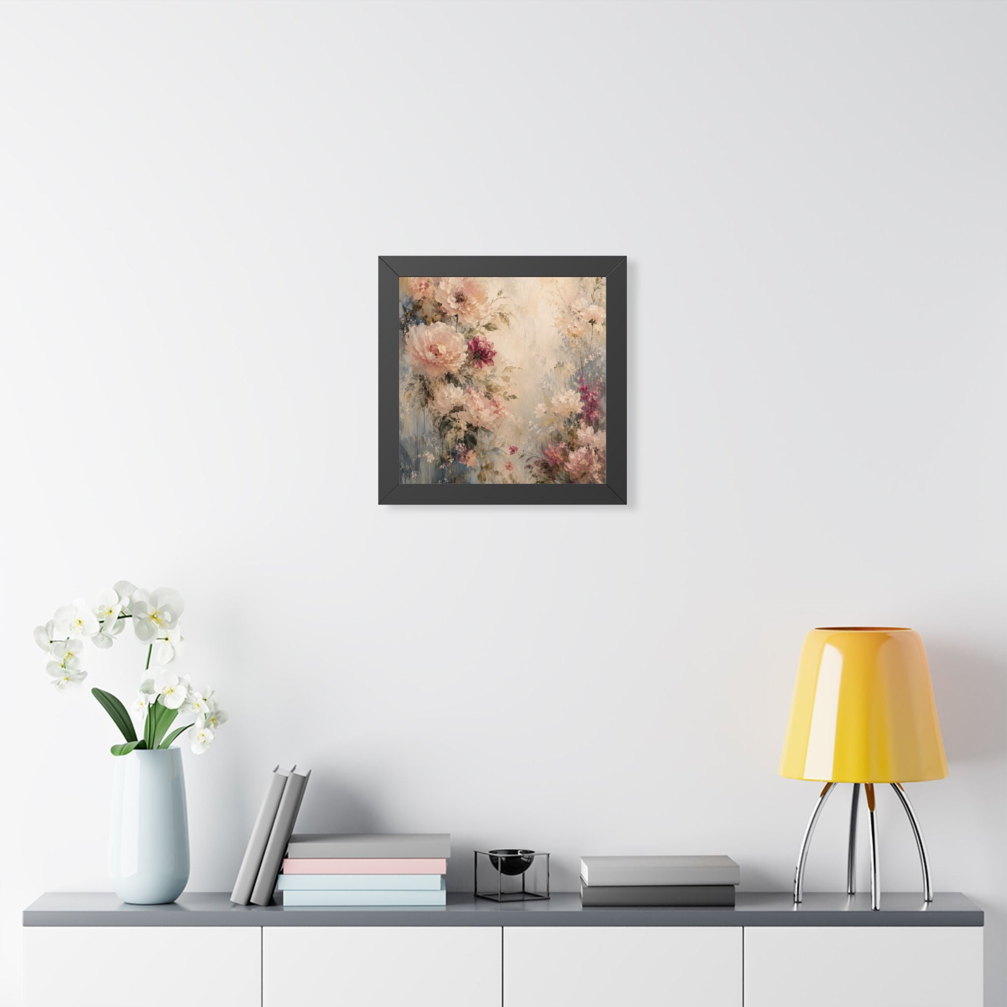 Soft Watercolor Peonies Framed Vertical Poster | Floral Wall Art