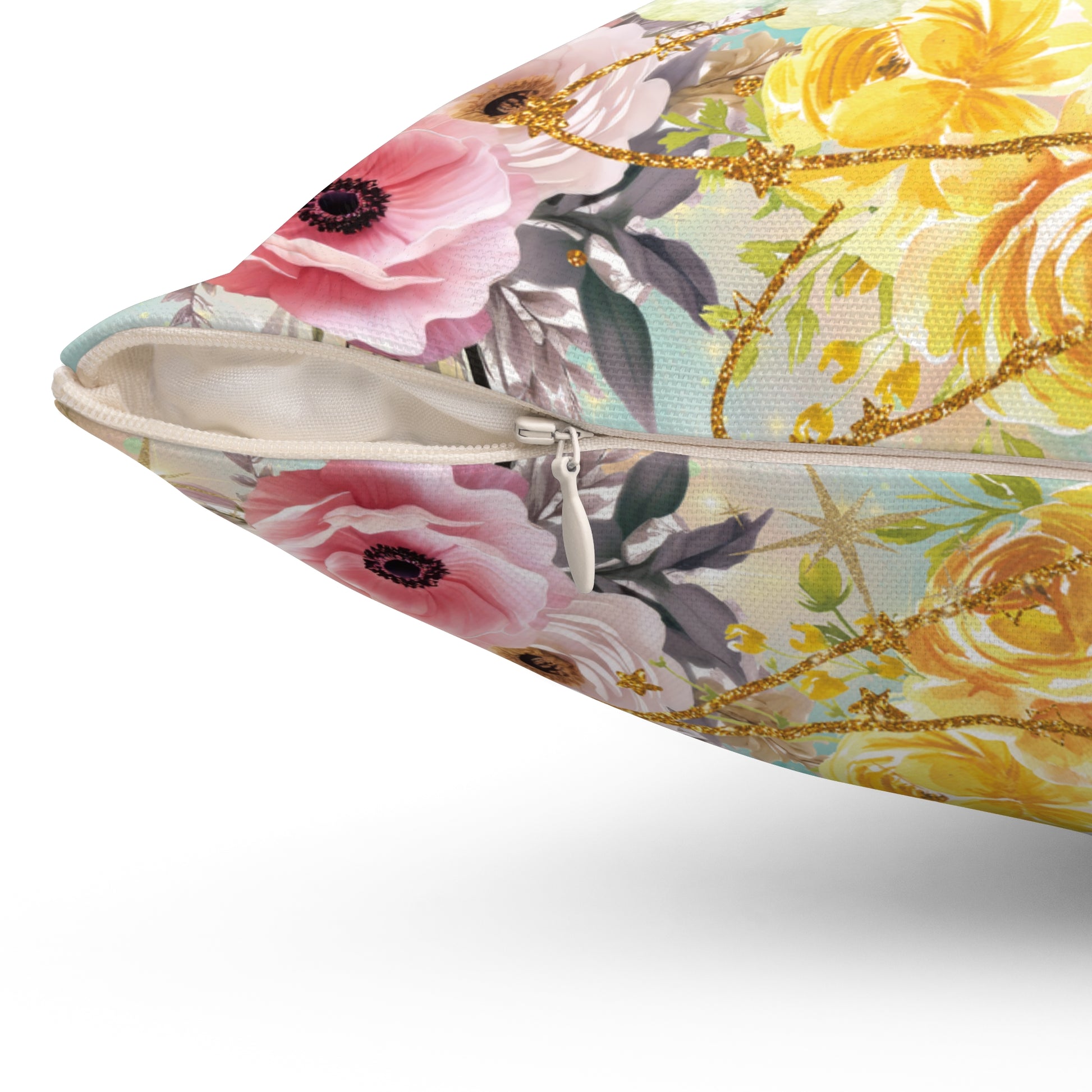 Pastel Luxury Floral Square Pillow – Colorful Botanical Print for Home Decor, Add Cozy Elegance to Your Living Room, Bedroom, or Reading Nook