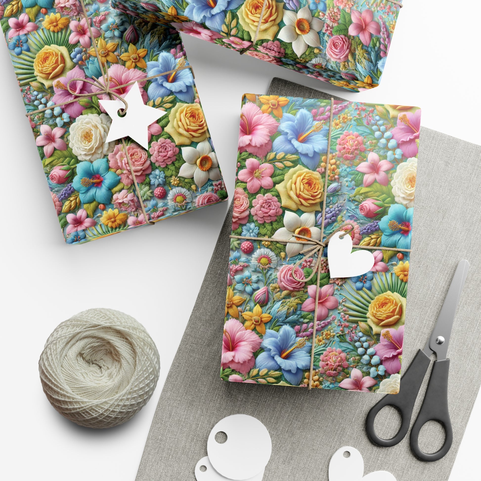 Gift Wrap Pastel Floral Wrapping Paper Elegant Flower Design, Premium Quality Gift Wrap for All Occasions, Beautiful Versatile for Birthdays, Weddings, and More Decor - MRSBYVALLE