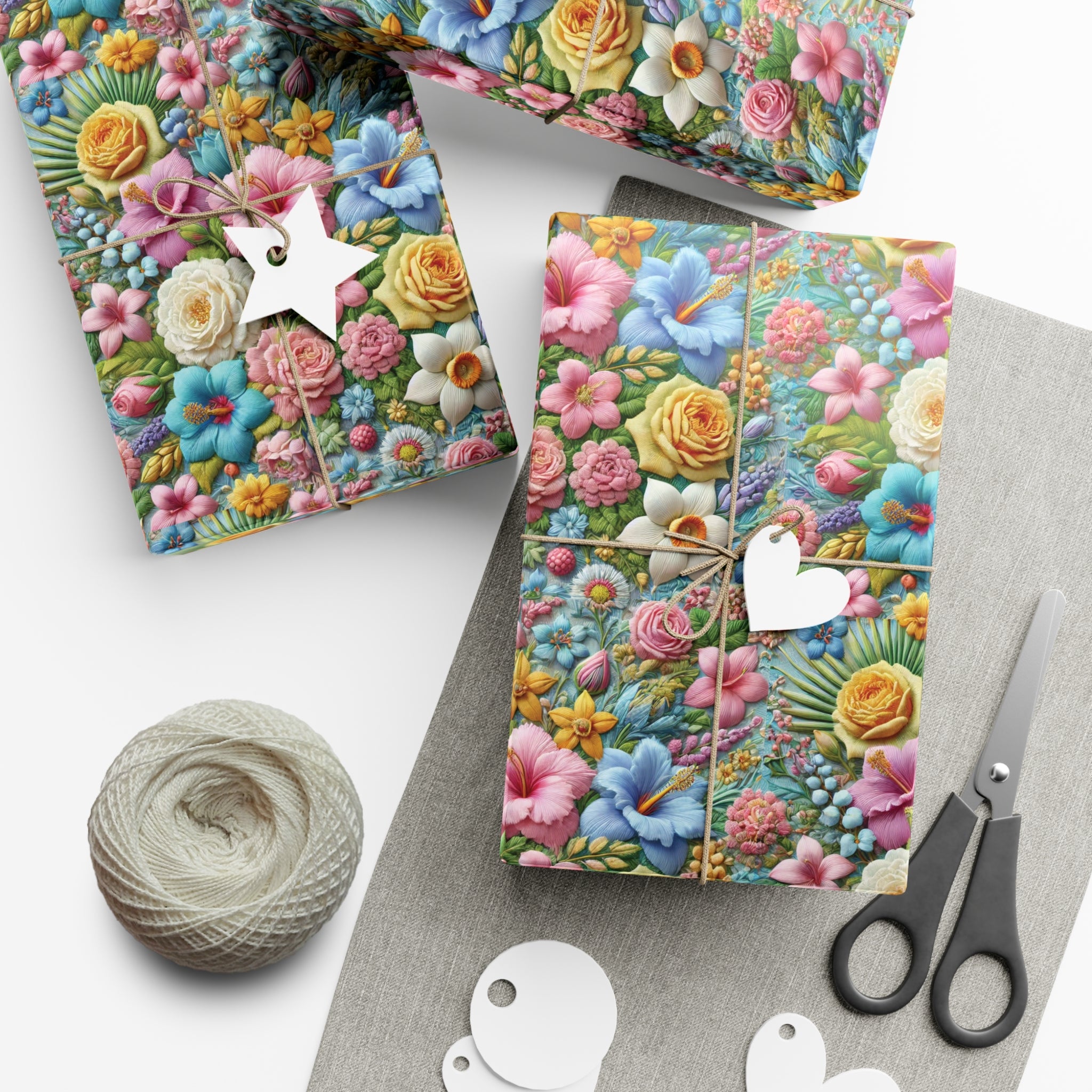 Gift Wrap Pastel Floral Wrapping Paper Elegant Flower Design, Premium Quality Gift Wrap for All Occasions, Beautiful Versatile for Birthdays, Weddings, and More Decor - MRSBYVALLE
