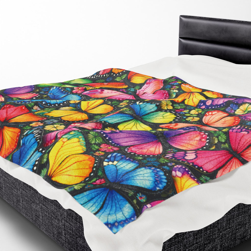 Bright Beautiful Butterflies Velveteen Plush Blanket Cozy Perfect Gift