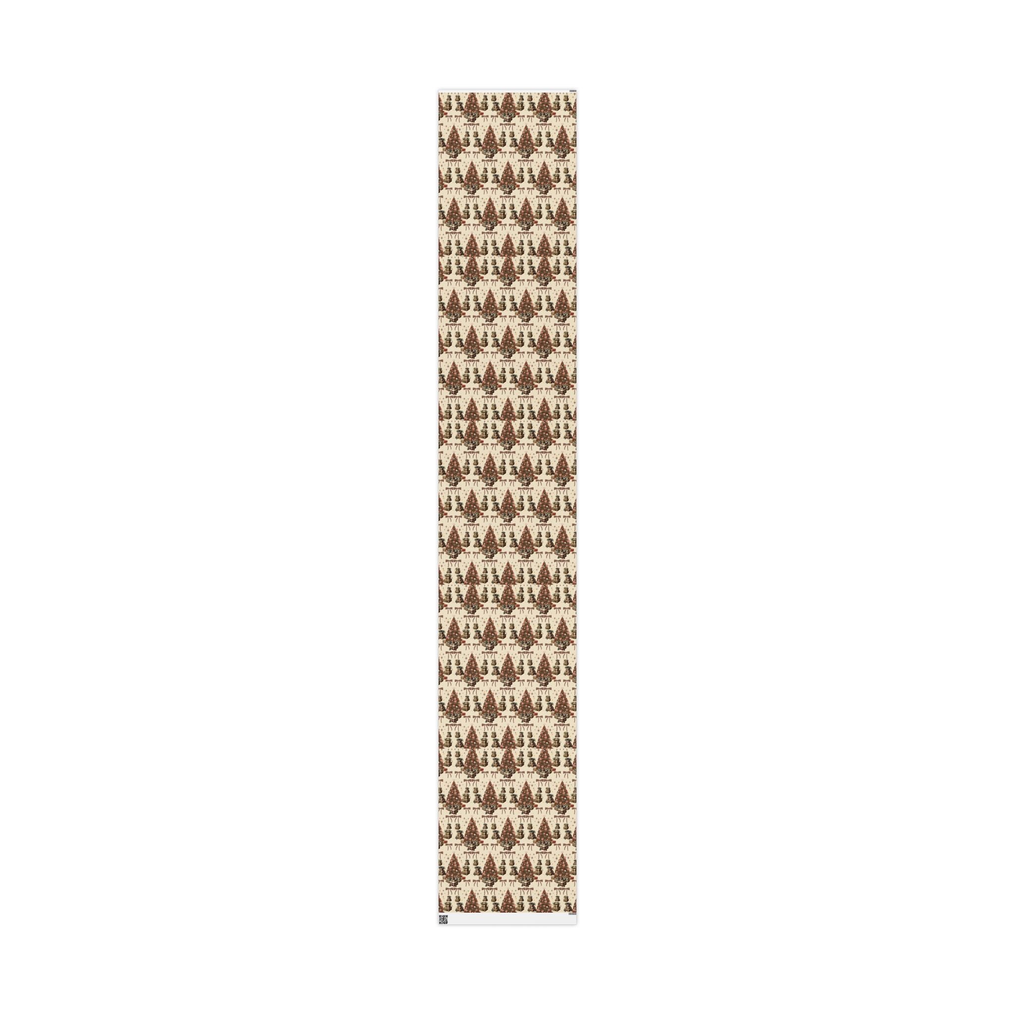 Brown Cozy Christmas Wrapping Paper Warm Holiday Gift Wrap with Tree Pattern  Festive Design