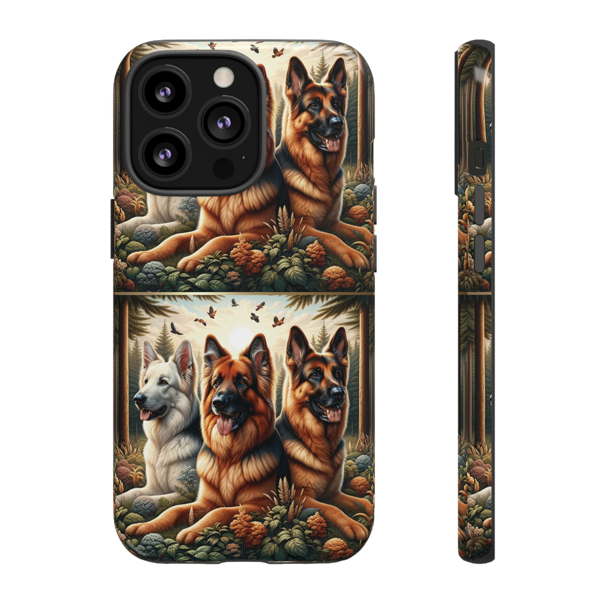 German Shepherd Phone Tough Case Floral Elegant Durable Dog Lover Devices iPhone 15, Samsung iPhone Samsung Accessory Gift for Her.