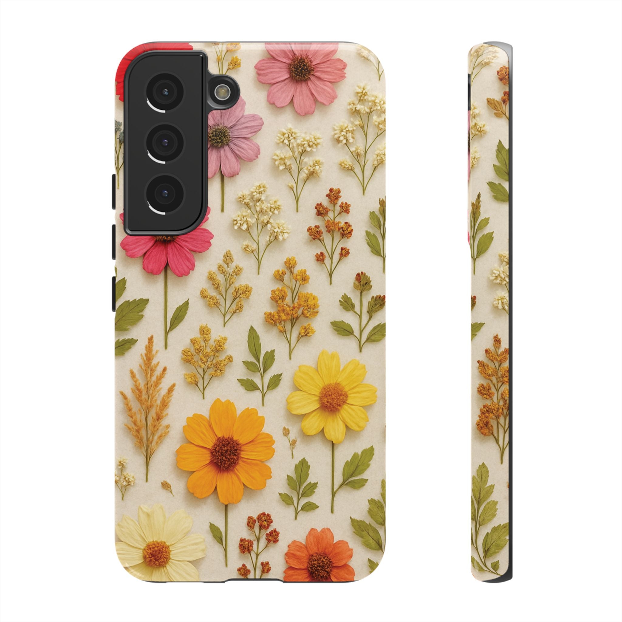 Dried Flowers Illusion Phone Case – Realistic Botanical Aesthetic, Colorful Pressed Floral Art, Trendy Nature-Inspired Protective Cover  iPhone & Samsung Models