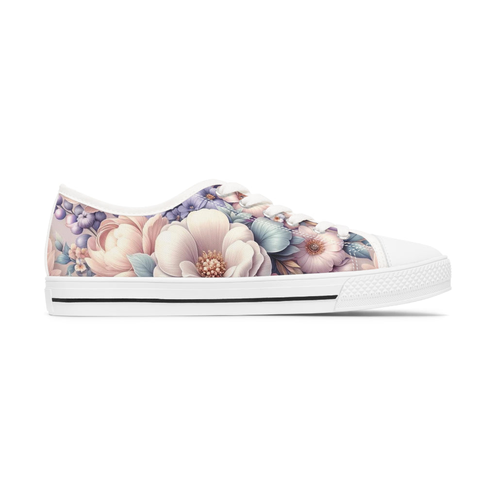 Women's Low Top Sneakers Breathable Polyester Canvas, Lightweight Stylish Floral Pastel Design, Comfortable All-Day Wear, Perfect for Walking and Everyday Activities - MRSBYVALLE