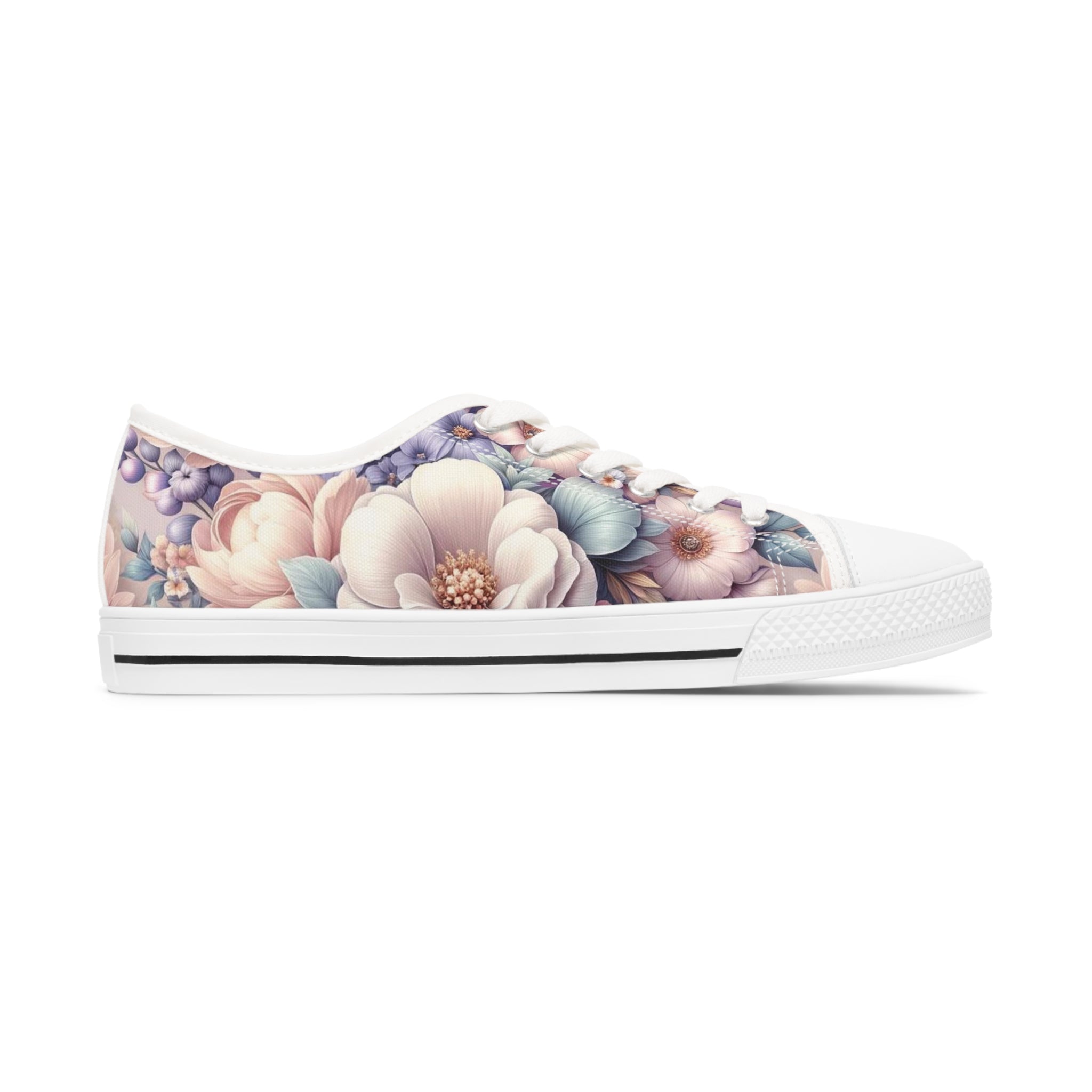 Women's Low Top Sneakers Breathable Polyester Canvas, Lightweight Stylish Floral Pastel Design, Comfortable All-Day Wear, Perfect for Walking and Everyday Activities - MRSBYVALLE