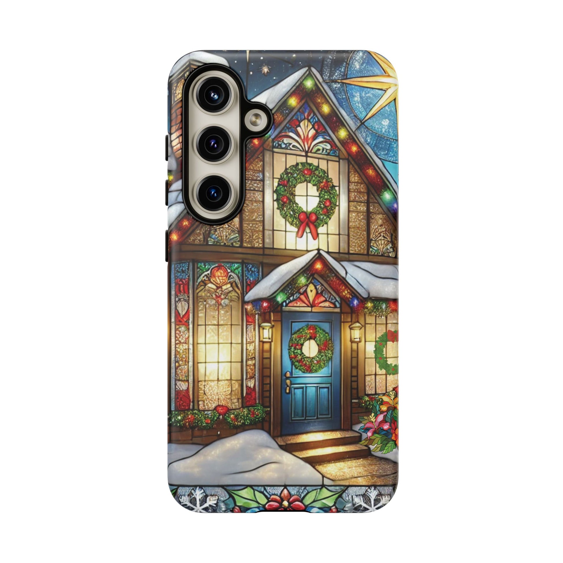 Stain Glass Christmas Phone Case Unique Holiday Protection for Your Device | Stylish & Durable Cover Gift for Her Phone 15, Samsung iPhone Samsung Accessory Gift for Her