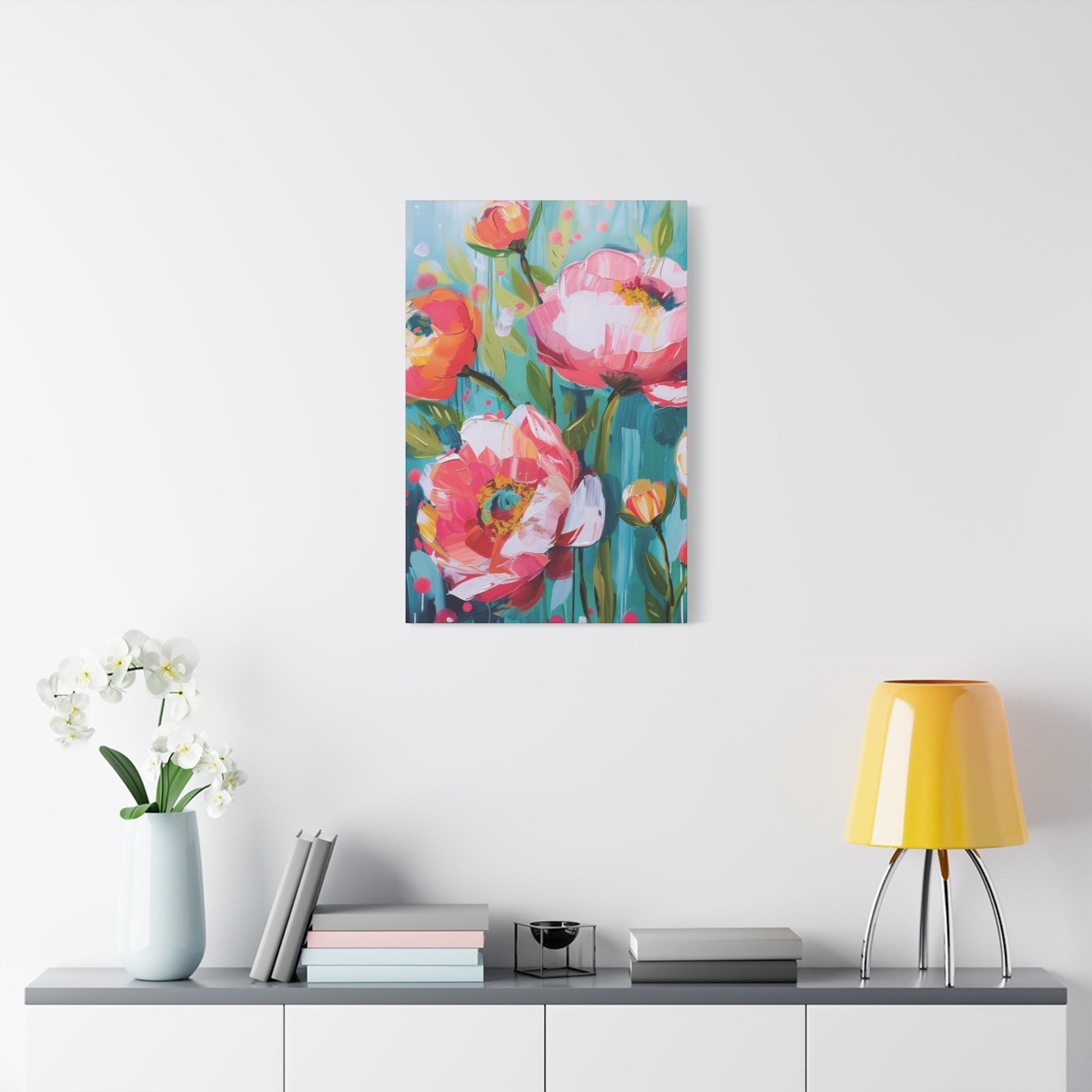 Unique Boho Floral Wall Art Matte Canvas Stretched, Vibrant Botanical Design, Perfect for Living Room, Bedroom, or Office Decor, Adds a Stylish Touch to Any Space - MRSBYVALLE