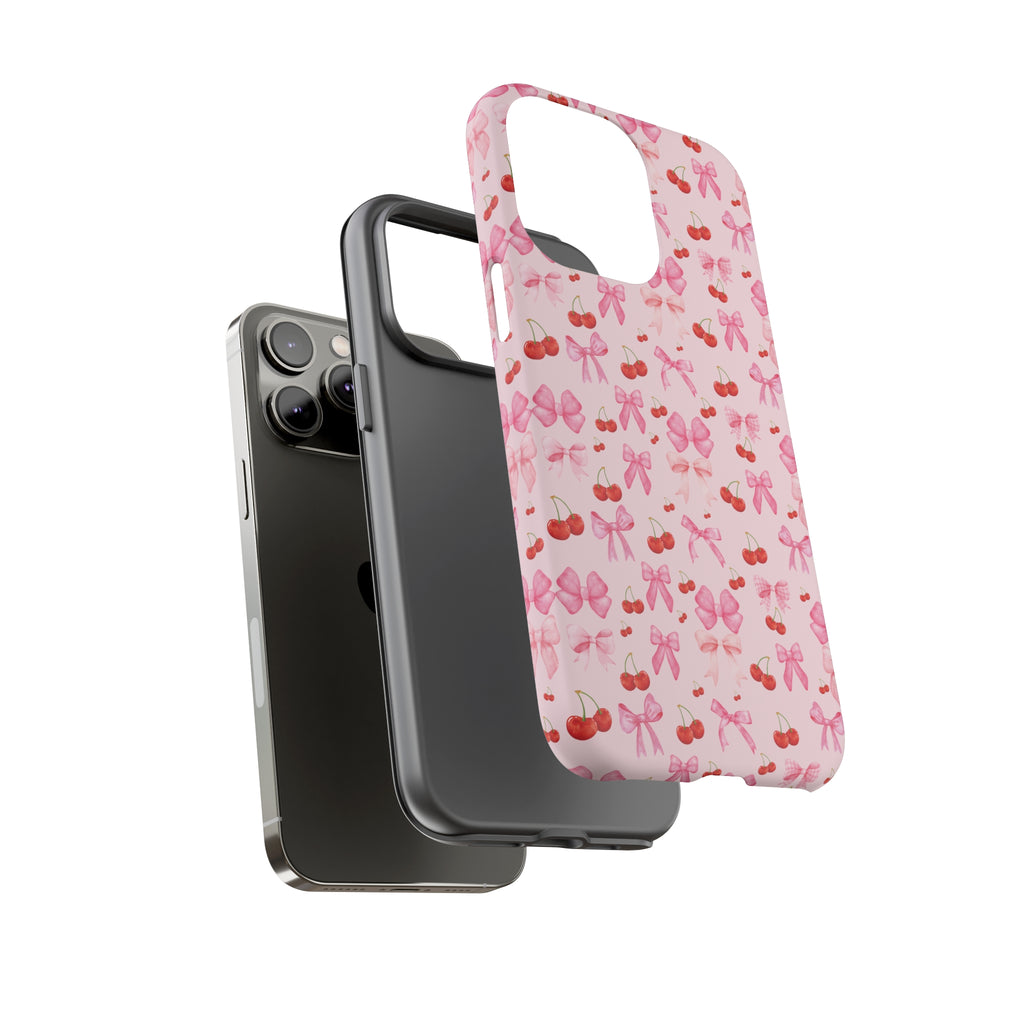 Coquette phone case Cherry Coquette Ribbon Bow iPhone Case Fruity, Girly Gift for Her Phone 15, Samsung iPhone Samsung Gift for Her Case iPhone 15, Samsung iPhone Samsung Accessory Gift for Her.
