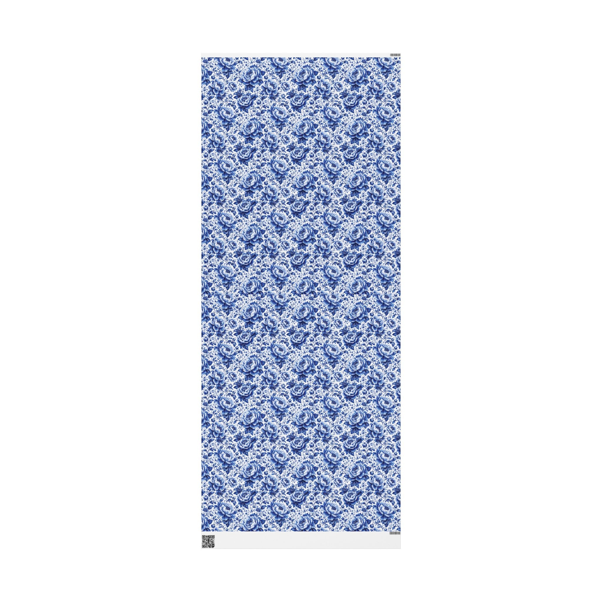 Blue & White Chinoiserie Peony Floral Luxury Gift Wrapping Paper Elegant Gift Wrap for Weddings & Holidays