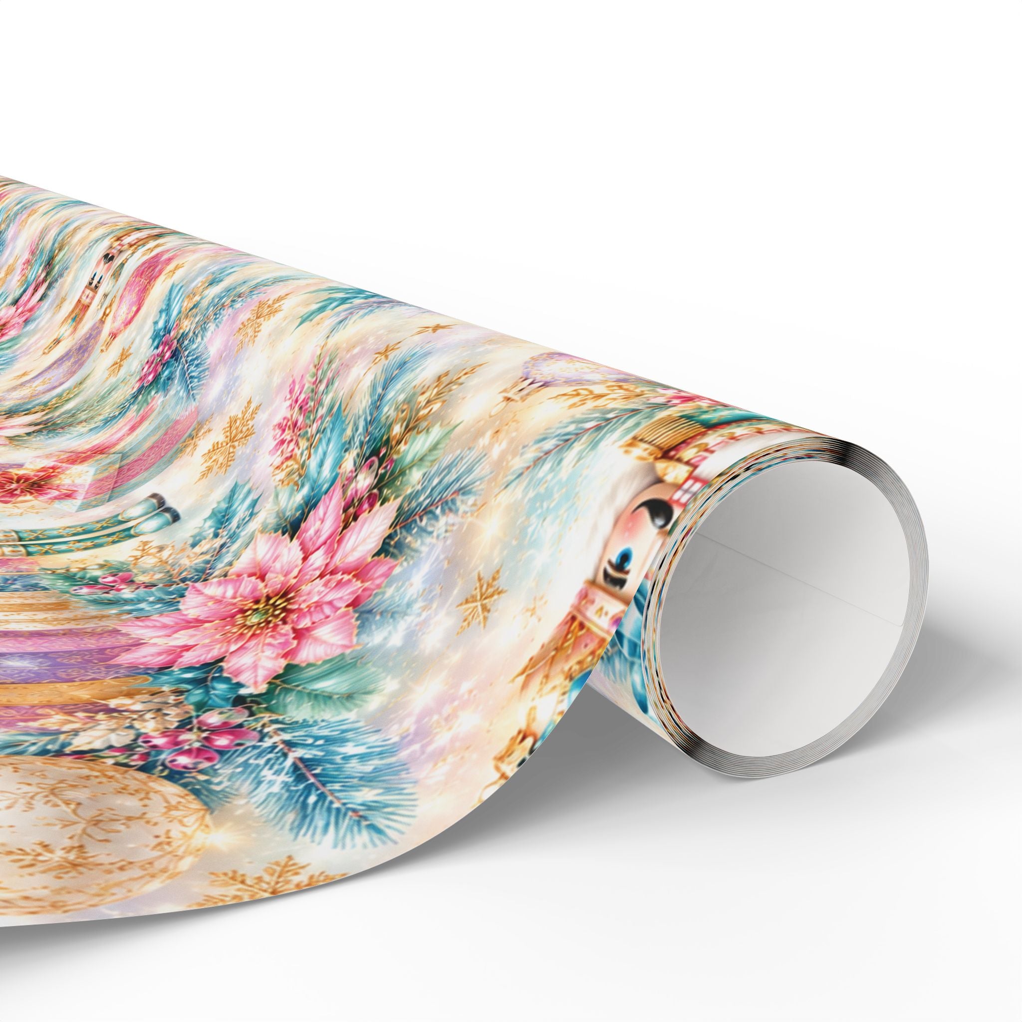 Luxury Nutcracker Christmas Wrapping Paper | Pastel Pink & Blue Holiday Gift Wrap | Elegant Winter Gift Wrap | Premium Christmas Paper
