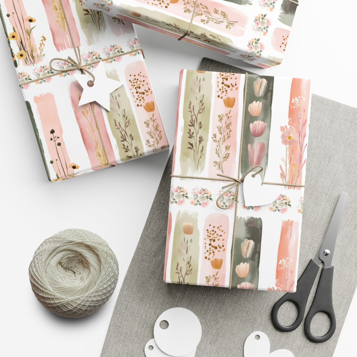Pastel Brushstroke Floral Wrapping Paper Soft Pink & Peach Illusion Design, Elegant Gift Wrap for Her, Aesthetic Packaging for Birthdays  More Weddings