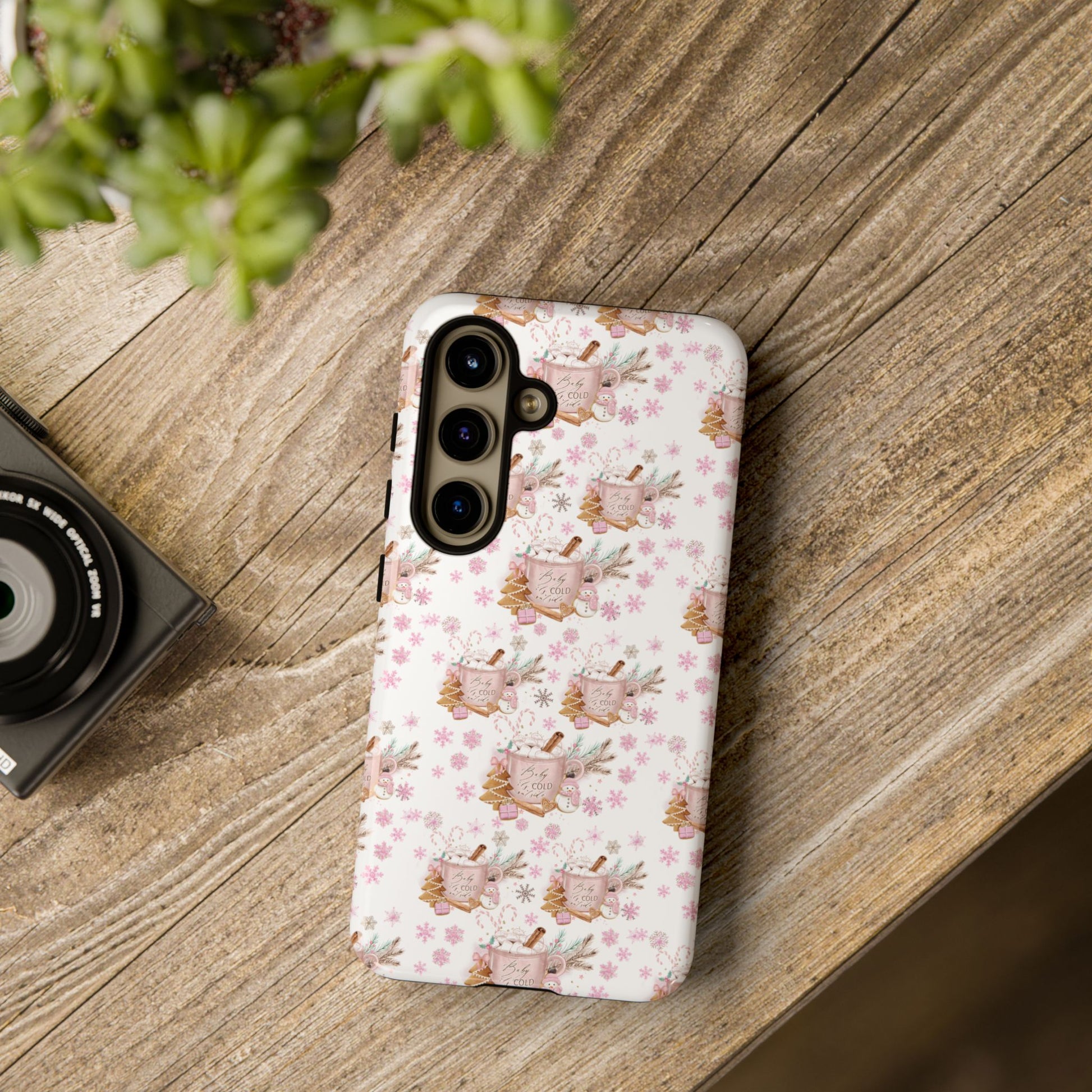Baby it's Cold Outside Pink and White Phone Case Unique Holiday Protection for Your Device | Stylish & Durable Cover Gift for Her Phone 15, Samsung iPhone Samsung Accessory Gift for Her