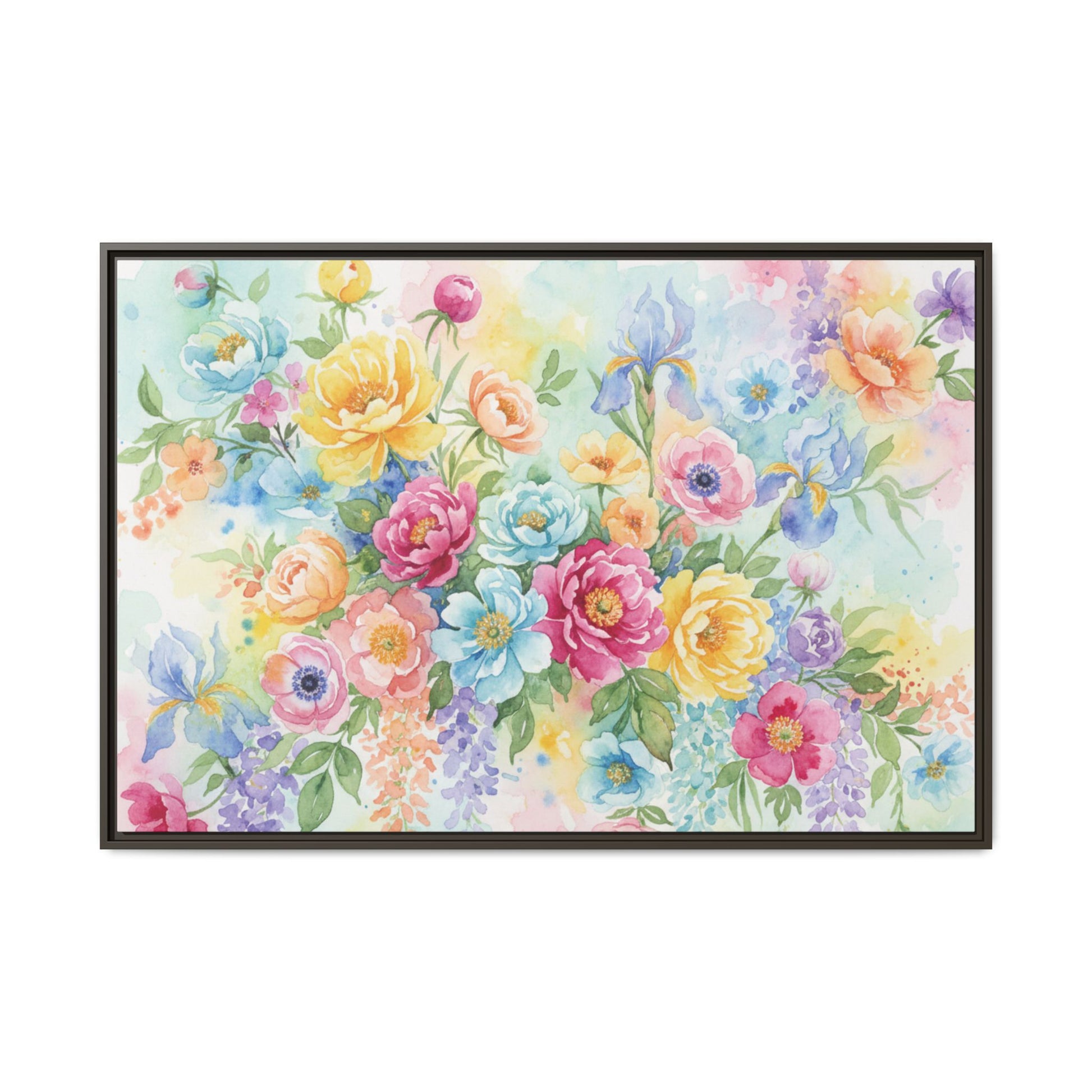Watercolor Floral Bouquet Canvas, Framed Matte Wall Art | Multi-Color Wall Art