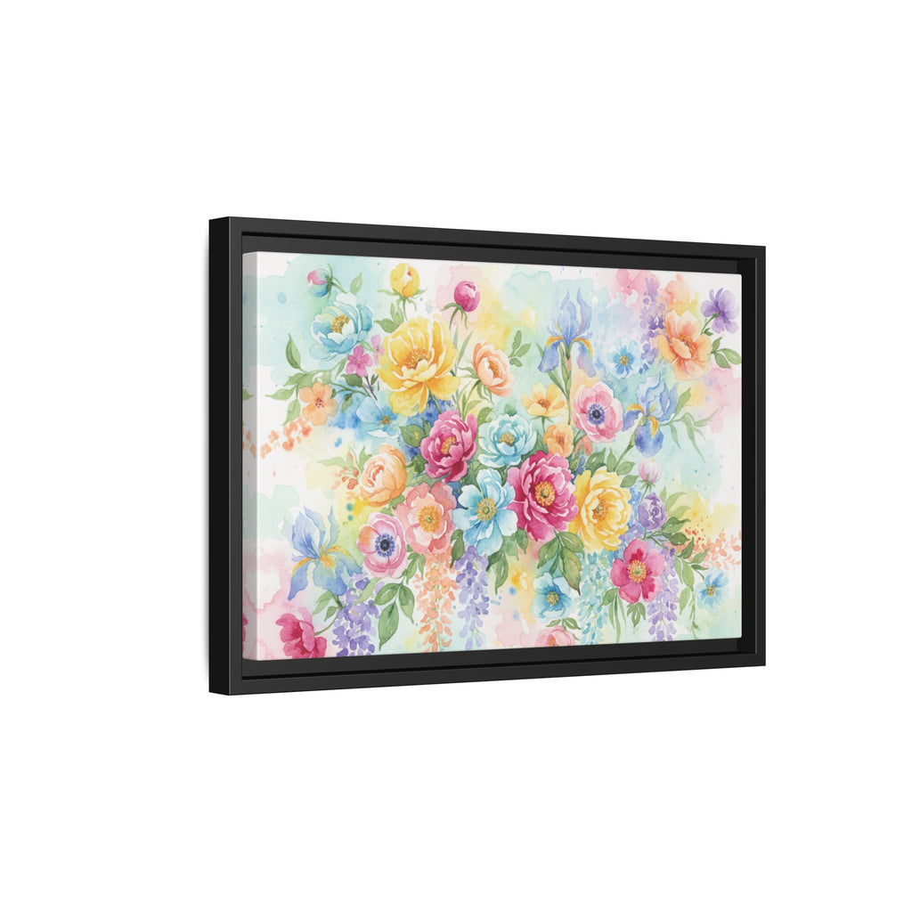 Toile Bouquet Floral Aquarelle, Art Mural Mat Encadré | Art Mural Multicolore