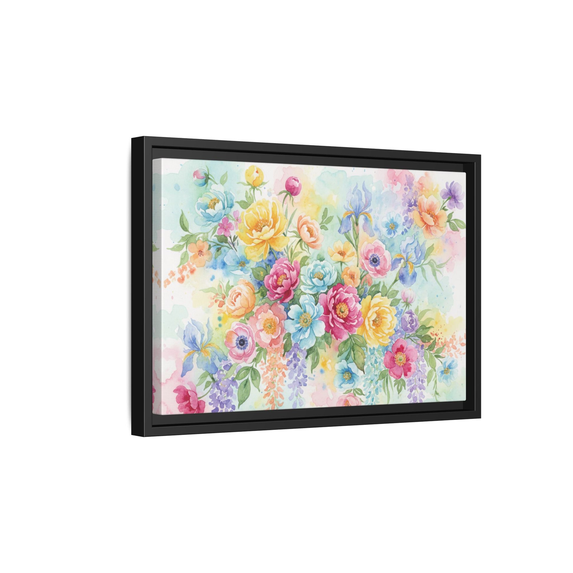 Watercolor Floral Bouquet Canvas, Framed Matte Wall Art | Multi-Color Wall Art