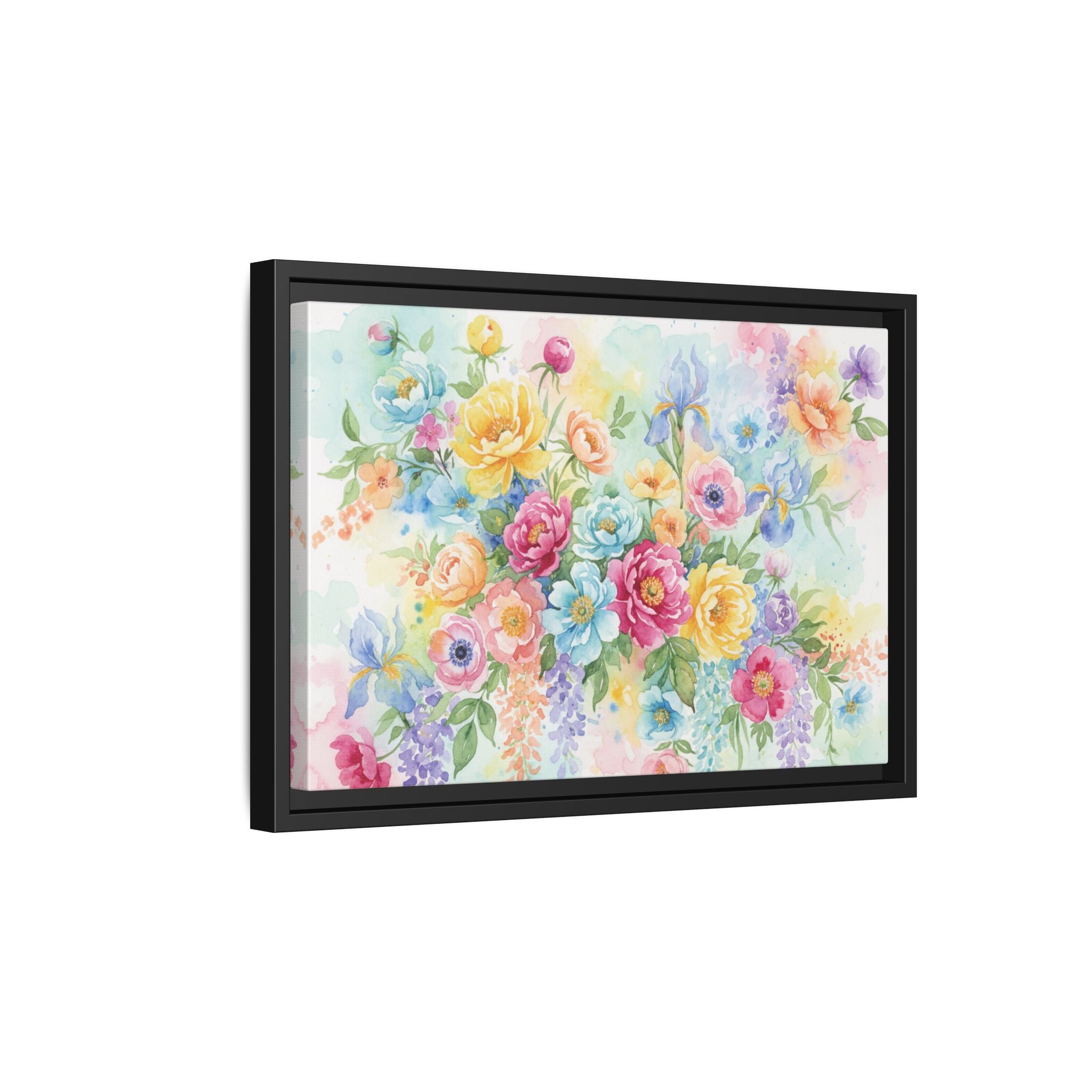 Toile Bouquet Floral Aquarelle, Art Mural Mat Encadré | Art Mural Multicolore