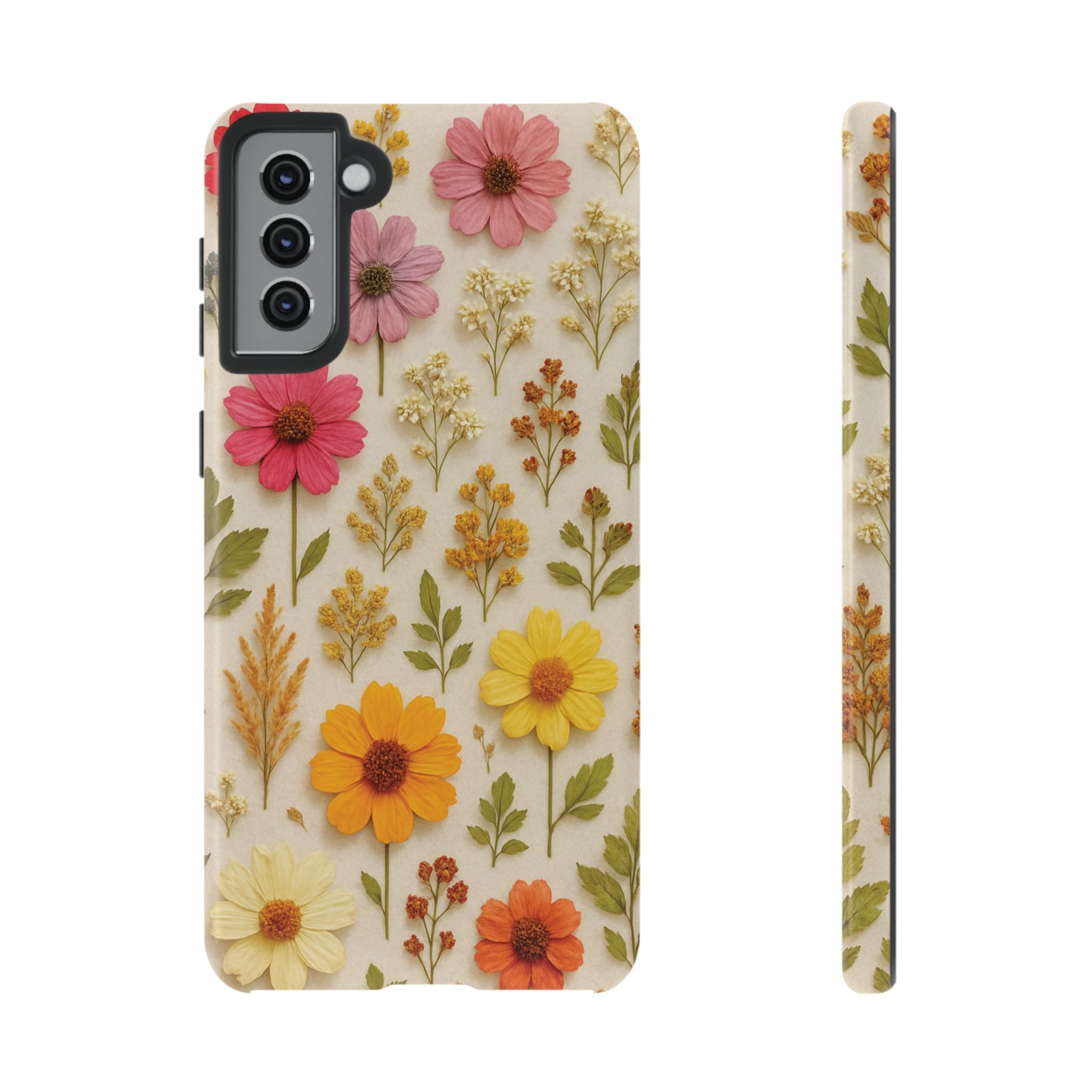 Dried Flowers Illusion Phone Case – Realistic Botanical Aesthetic, Colorful Pressed Floral Art, Trendy Nature-Inspired Protective Cover  iPhone & Samsung Models
