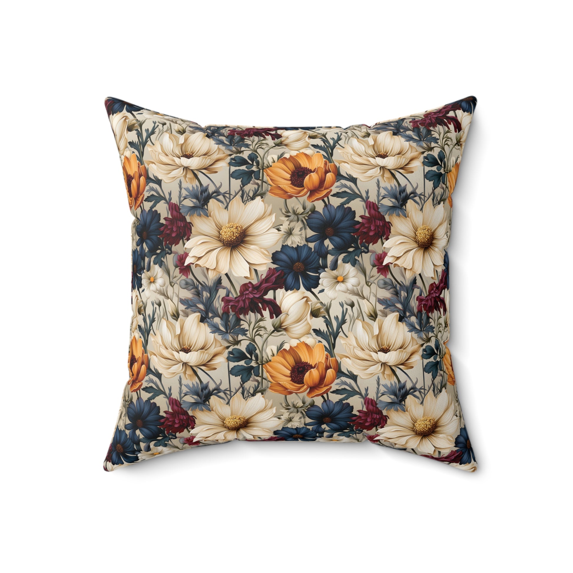 Boho Elegant Winter Floral Square Pillow Vibrant Floral Design Soft and Stylish Decorative Throw Pillow for Boho-Inspired Home Décor Bridal Shower - MRSBYVALLE