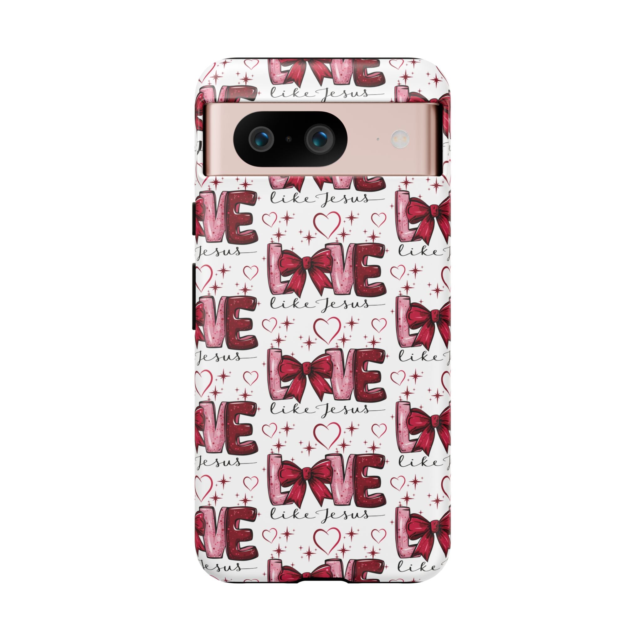 Love Like Jesus Red Bows and Hearts—Tough, Faithful Phone Cases & Religious iPhone Accessories: Protect Your Device & Show Your Faith