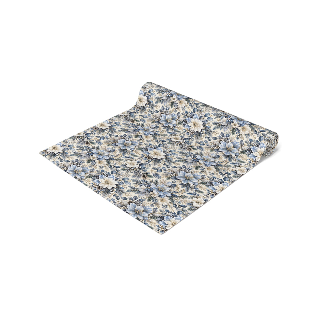Icy Blue Floral Table Runner