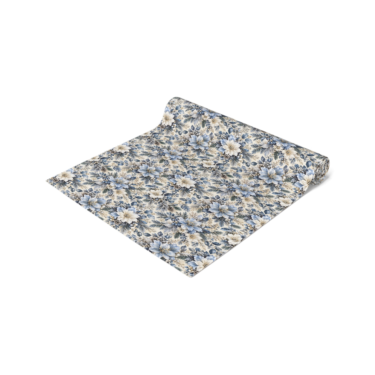 Icy Blue Floral Table Runner