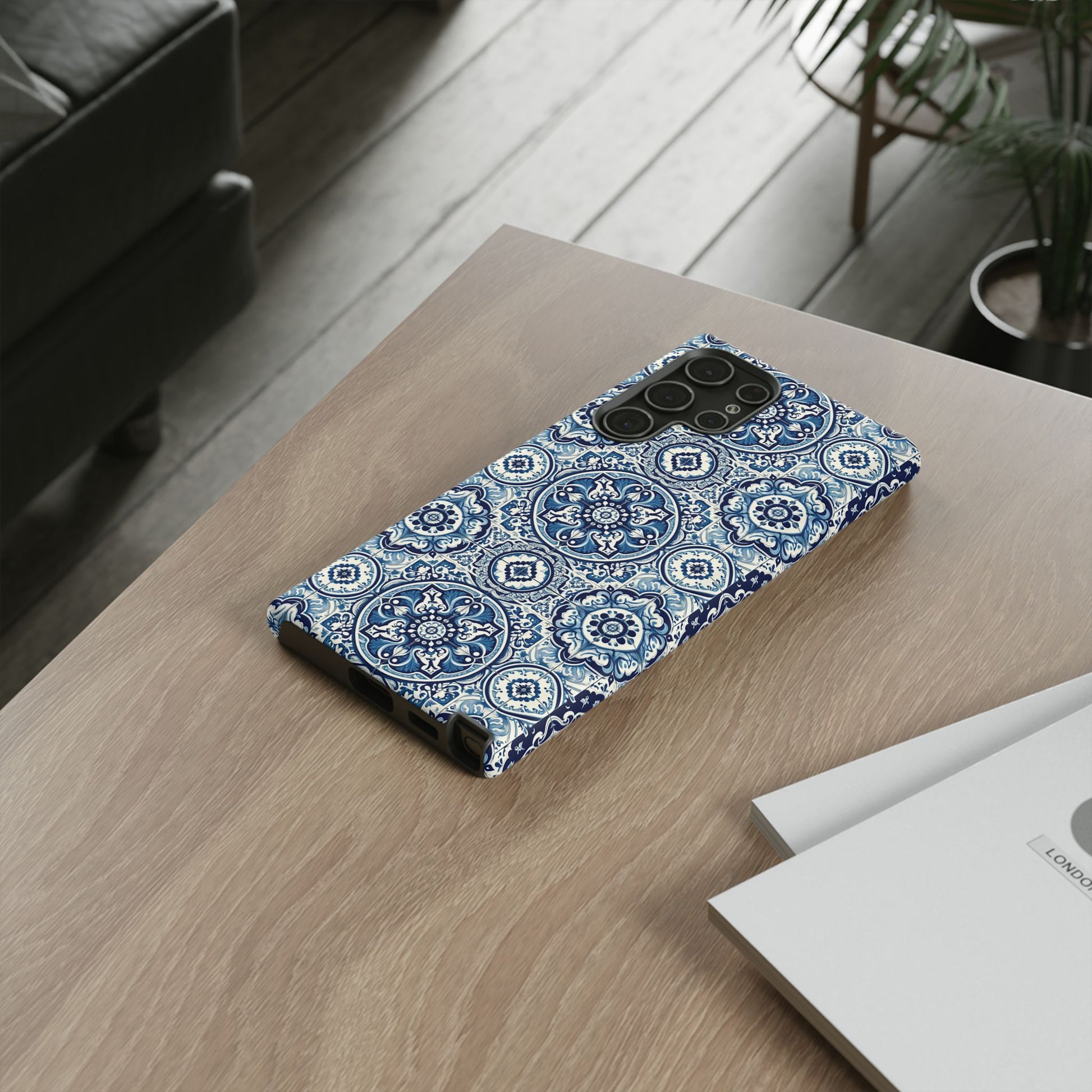 Azulejo Tile Phone Case Elegant Mediterranean Blue Porcelain Design iPhone 17, 16, 15, Samsung iPhone Samsung Accessory Gift for Her