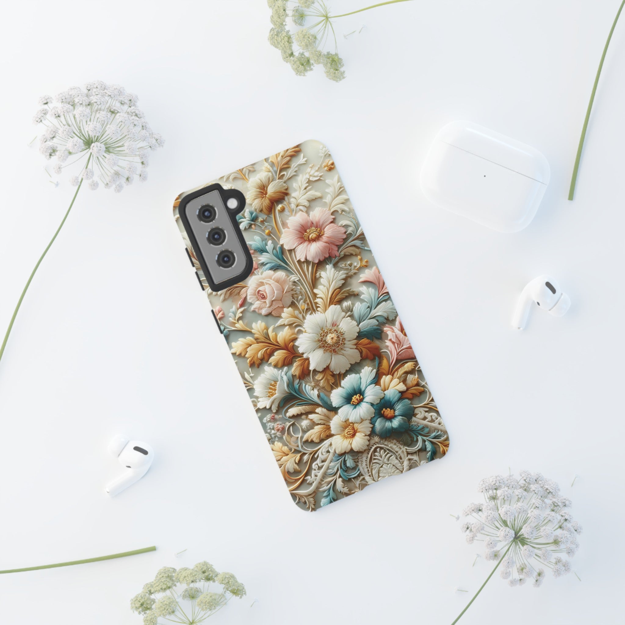 3D Elegant Faux Flowers Phone Case Stylish & Durable for iPhone Samsung Gift iPhone 15, 14, 13 Samsung Pixel Gift for Mom Accessory Gift for Her
