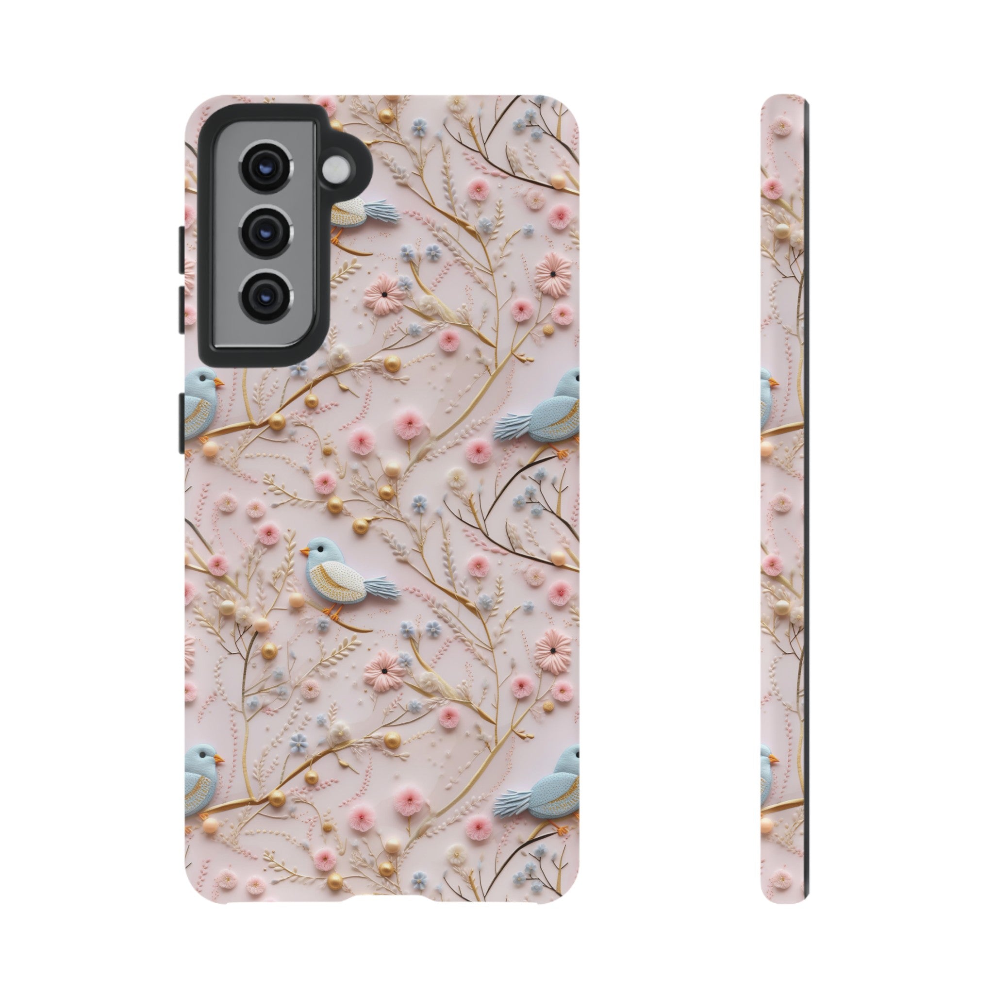 3D Birds Elegant Faux Flowers Phone Case Stylish & Durable for iPhone Samsung Gift iPhone 15, 14, 13 Samsung Pixel Gift for Mom Accessory Gift for Her