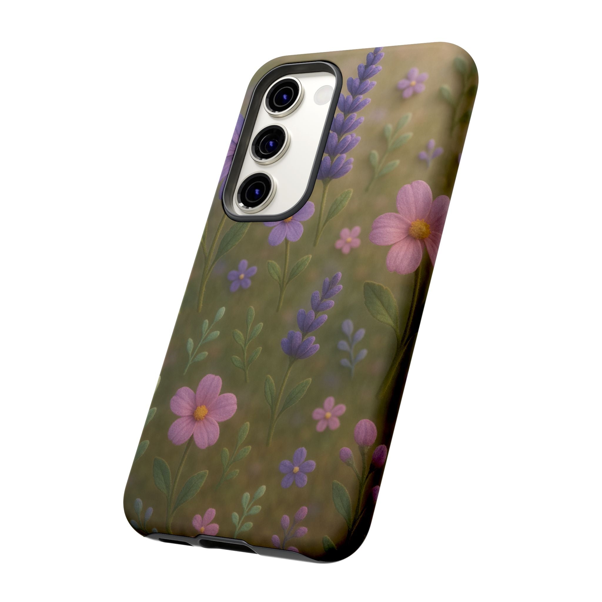 Pastel Flowers 3D Illusion Wildflower Phone Case Cute Pastel Floral Design in Lavender, Pink, Mint Green Aesthetic Protective Case for iPhone and  Android