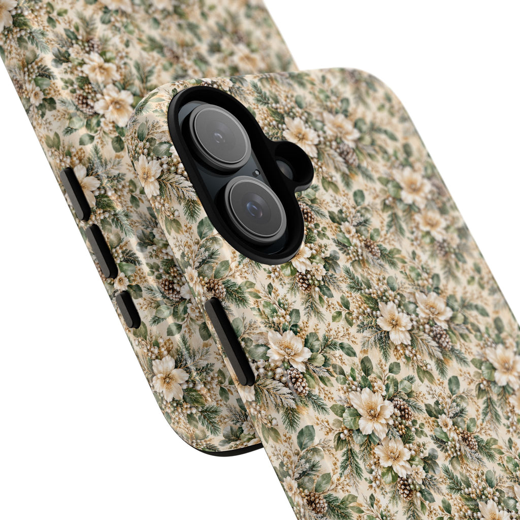 Sage Green & Champagne Floral MagSafe Tough Phone Case