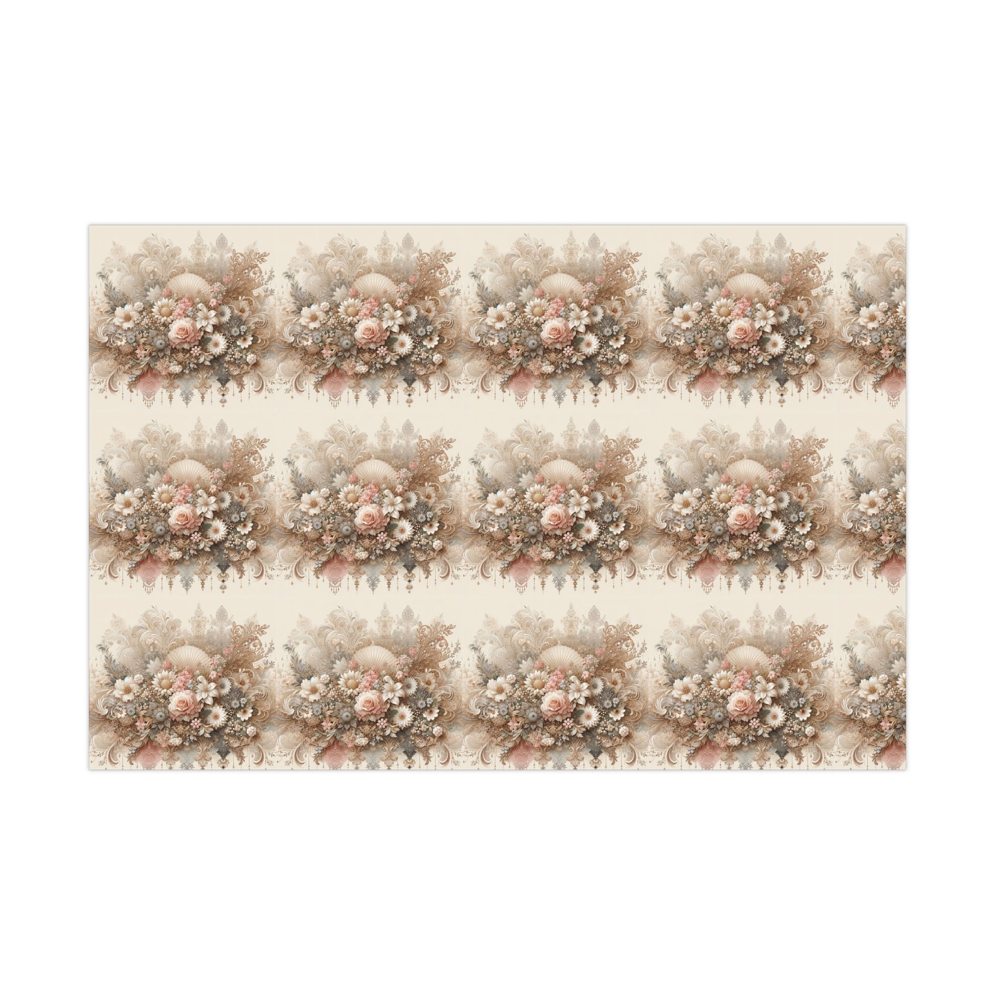 Elegant Vintage Lace Floral Symphony Timeless Wrapping Paper Perfect for Weddings, Bridal & Baby Showers Eco-Friendly, All Occasion.