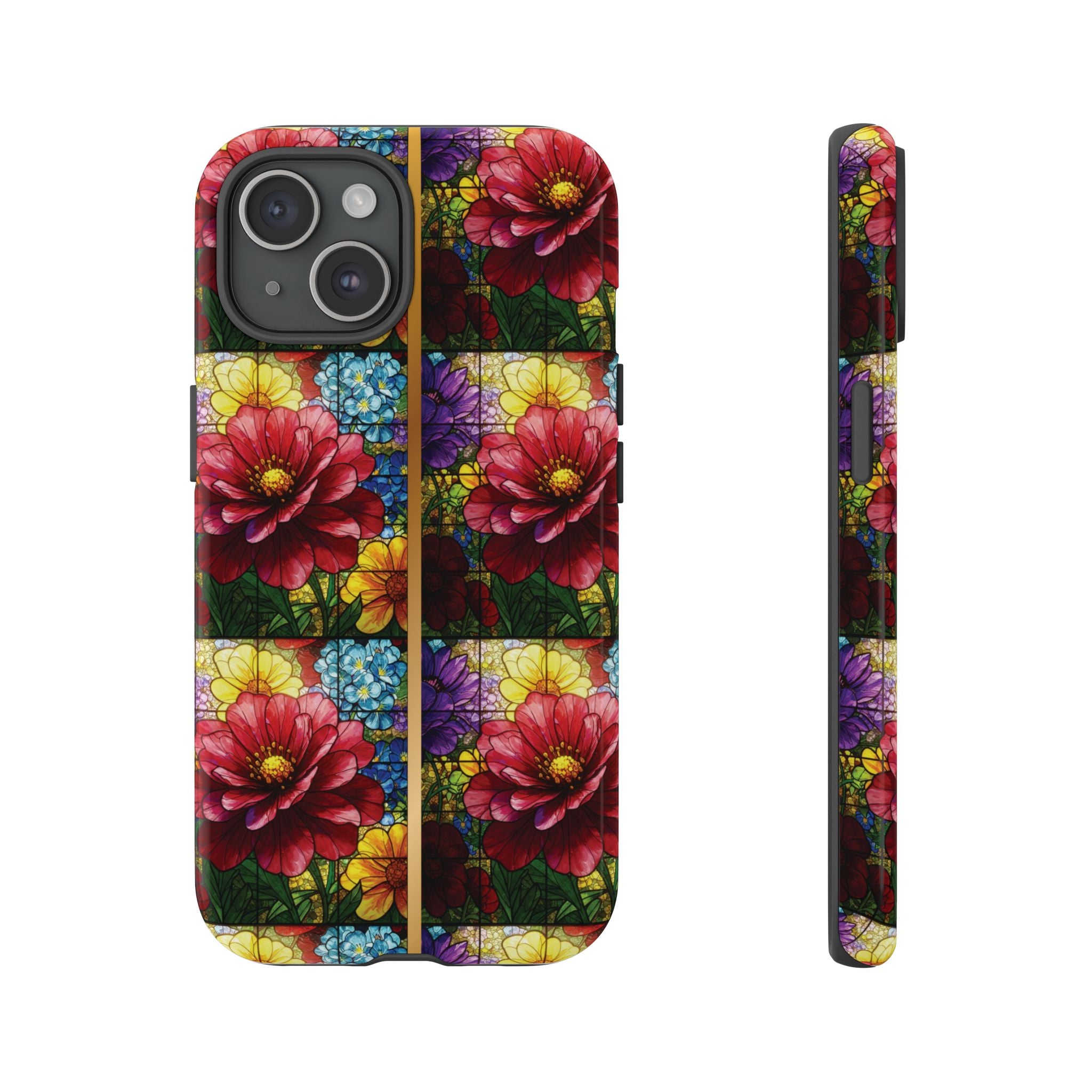 Stained Glass Illusion Floral Phone Case  3D Colorful Flower Design, Protective Christian Gift, Fits iPhone, Samsung, Google Pixel