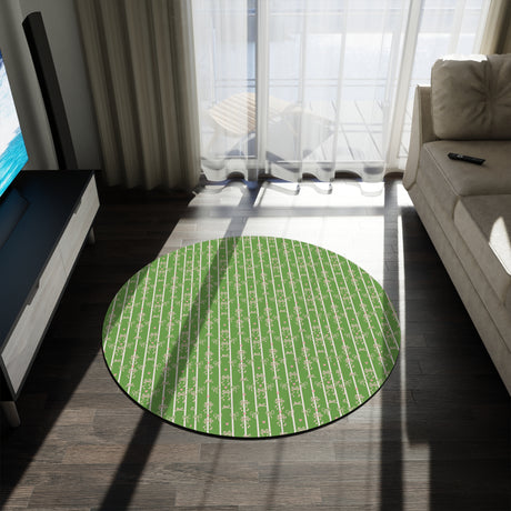 Pink Ribbons & Bows on Green 60x60 Round Rug – Elegant & Soft Accent Rug for Bedroom, Nursery, or Living Room | Stylish, Durable & Cozy Home DécorComfort to Any Space