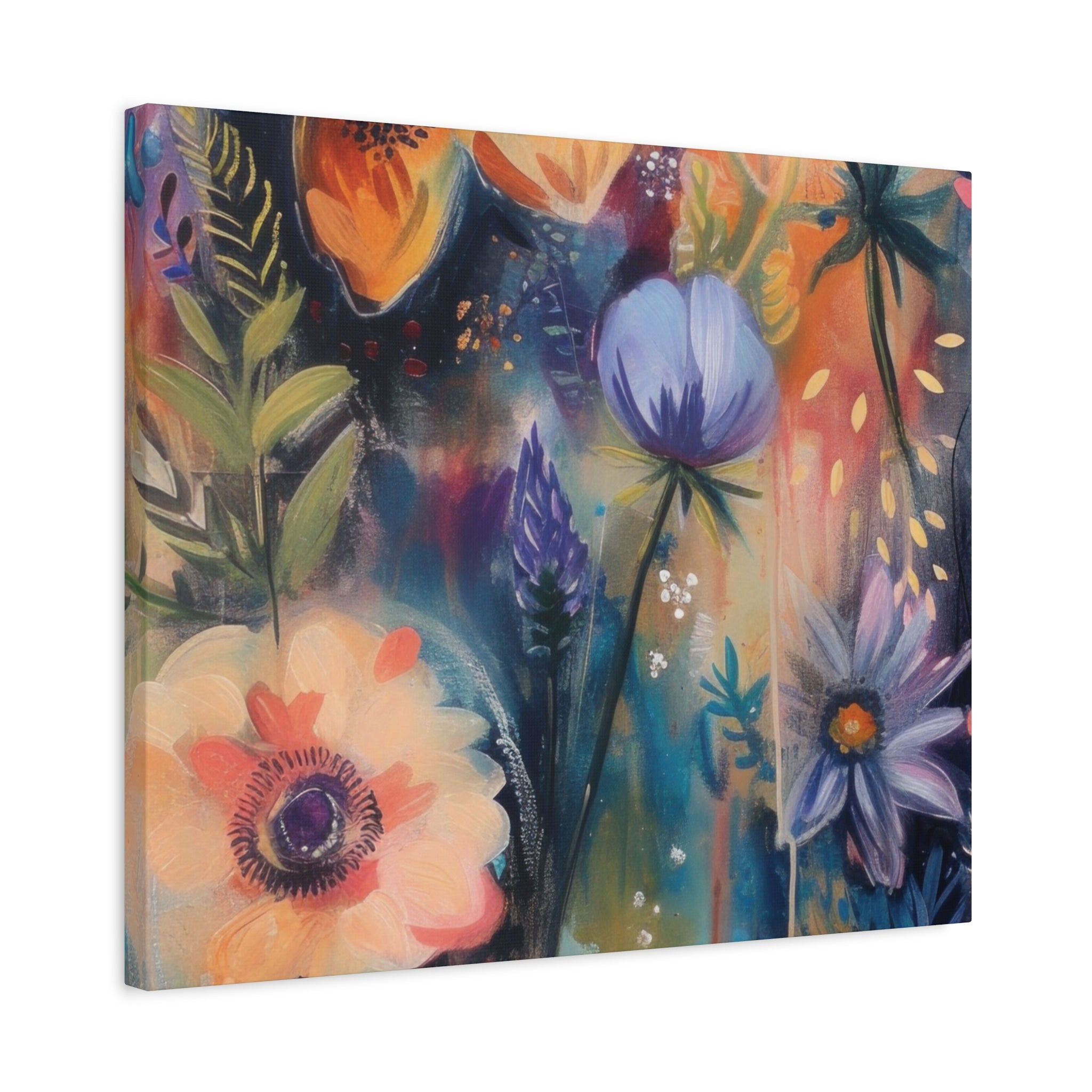 Boho Floral Wall Art Matte Canvas Stretched, Vibrant Botanical Design, Perfect for Living Room, Bedroom, or Office Decor, Adds a Stylish Touch to Any Space1.25" - MRSBYVALLE