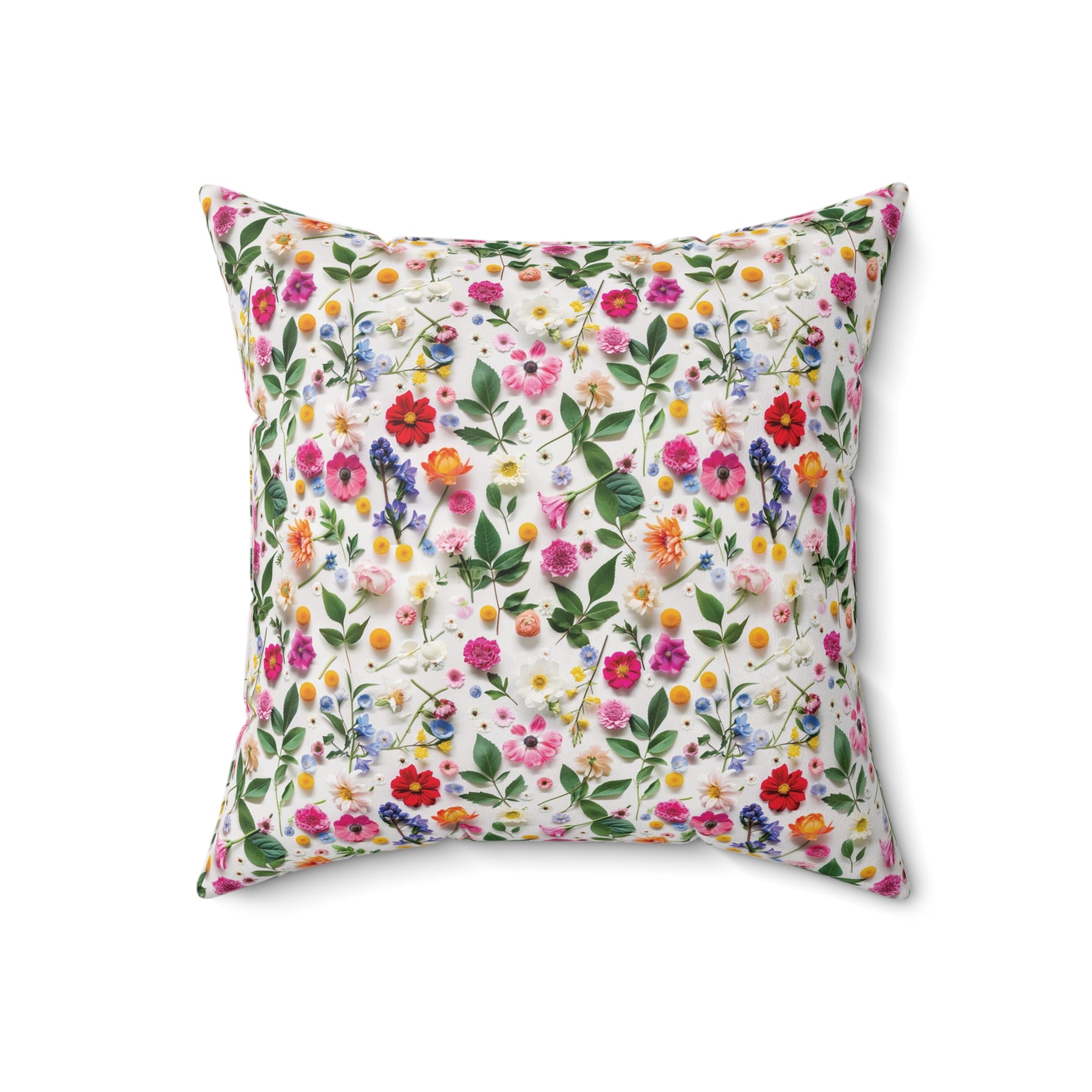 Modern Wildflowers Decorative Pillow - Available in 16x16, 18x18, 20x20 - Vibrant Accent for Living Room, Bedroom, or Sofa Decor 100% Polyester with Double-Sided Print