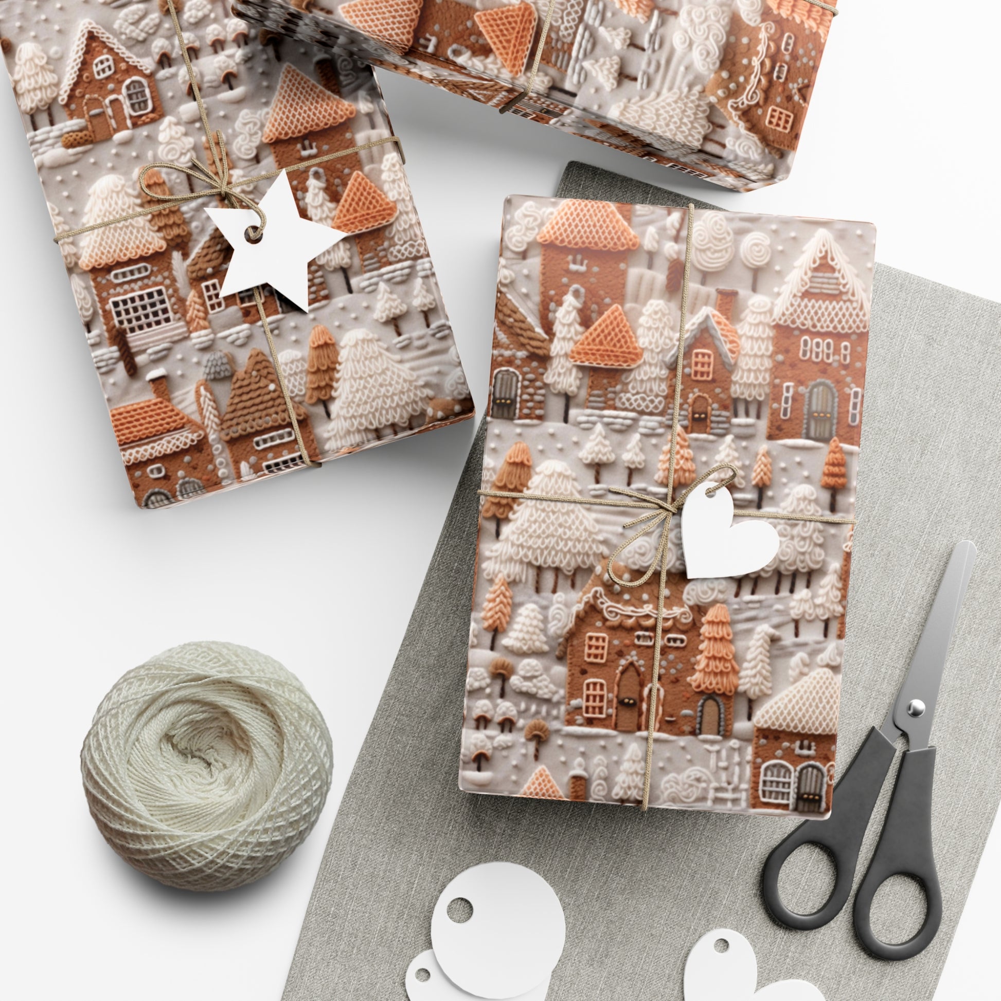 Charming Gingerbread House Wrapping Paper - Festive Holiday Design, Premium Quality, 100% Recyclable, Perfect for Christmas Gifts and Special Occasions - MRSBYVALLE