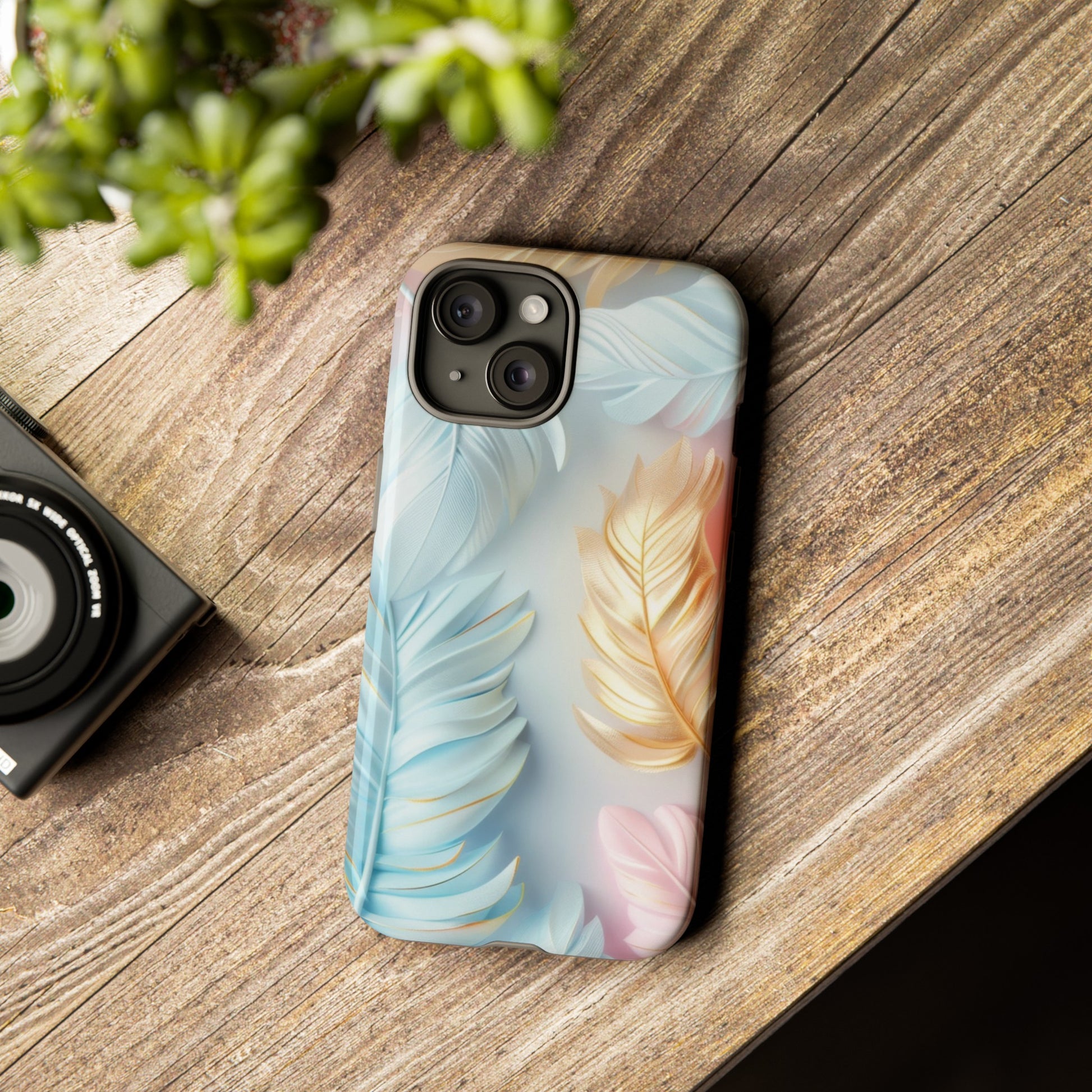 Pastel Feathers Protective Phone Case Gift for Her Phone 15, Samsung iPhone Samsung Gift for Her Case iPhone 15, Samsung iPhone Samsung Accessory Gift for Her
