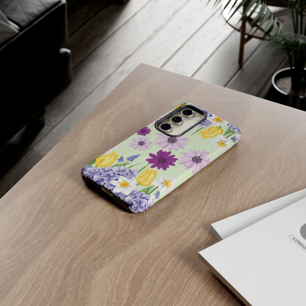 Lavender Yellow Flower Phone Case – Stylish Protective Cover for iPhone & Samsung, Botanical Design, Perfect Gift for Spring & Everyday Elegance