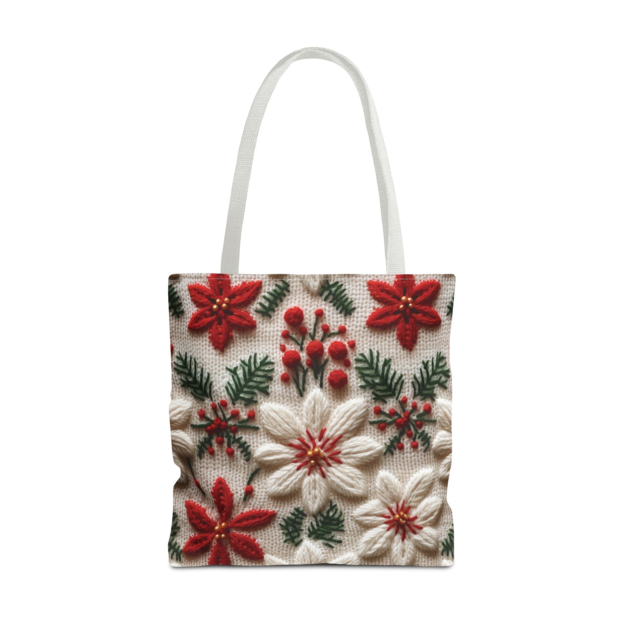 Festive Poinsettia Christmas Tote Stylish Holiday Bag for Shopping, Gifts, and Everyday Use - Durable, Reusable, and Perfect for Spreading Cheer This Holiday Season - MRSBYVALLE