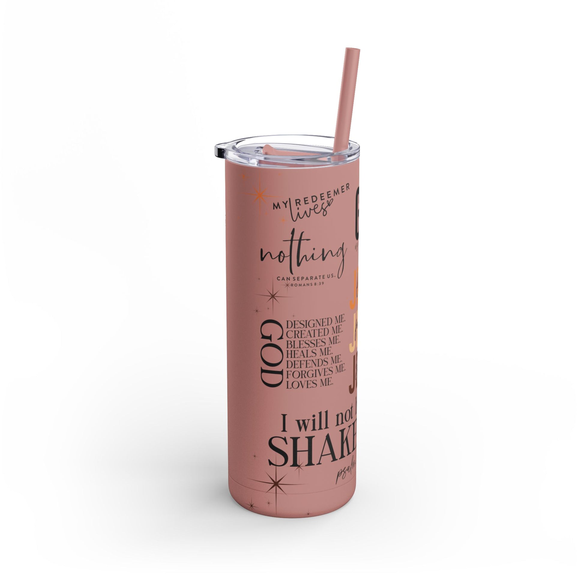 Inspirational Christian Skinny Tumbler 20oz Jesus Faith Gift, Bible Verse Travel Mug, Motivational Drinkware, Christian Prefect Gift