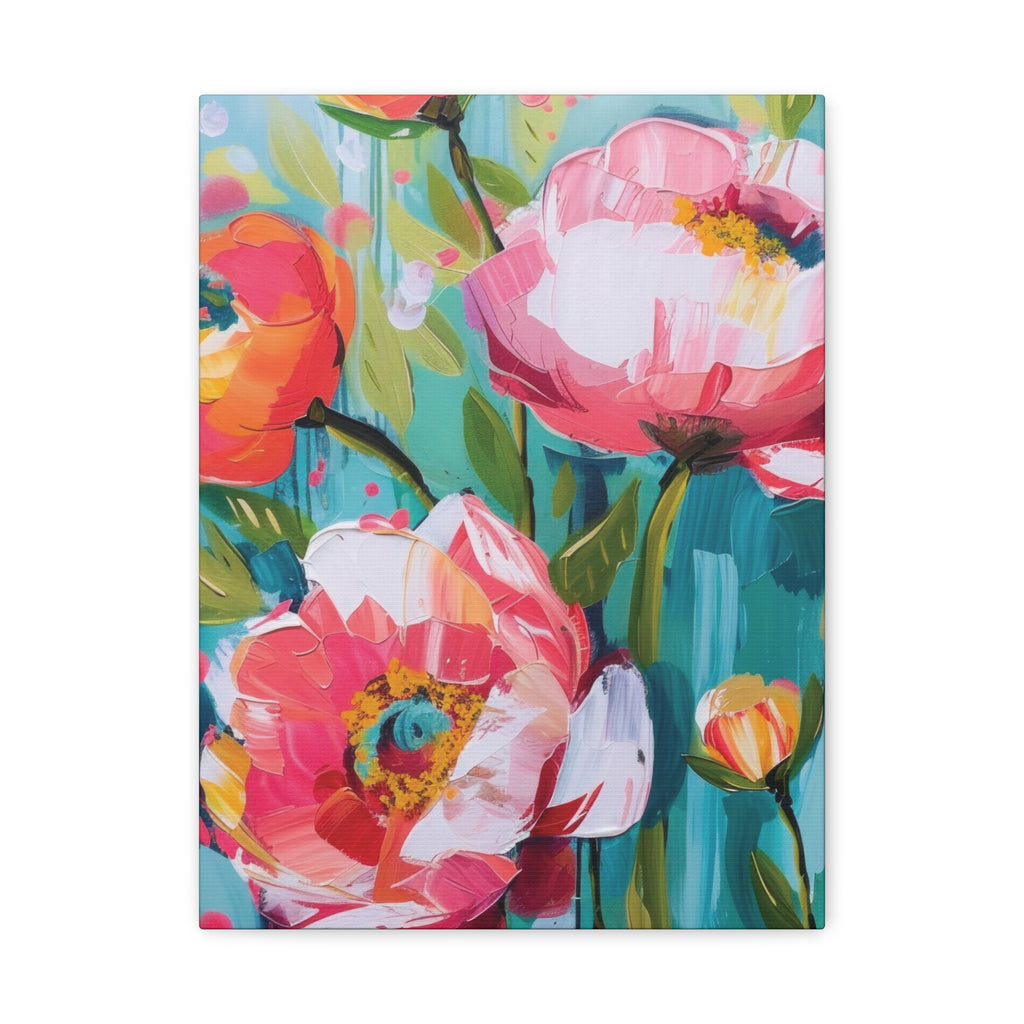 Unique Boho Floral Wall Art Matte Canvas Stretched, Vibrant Botanical Design, Perfect for Living Room, Bedroom, or Office Decor, Adds a Stylish Touch to Any Space - MRSBYVALLE