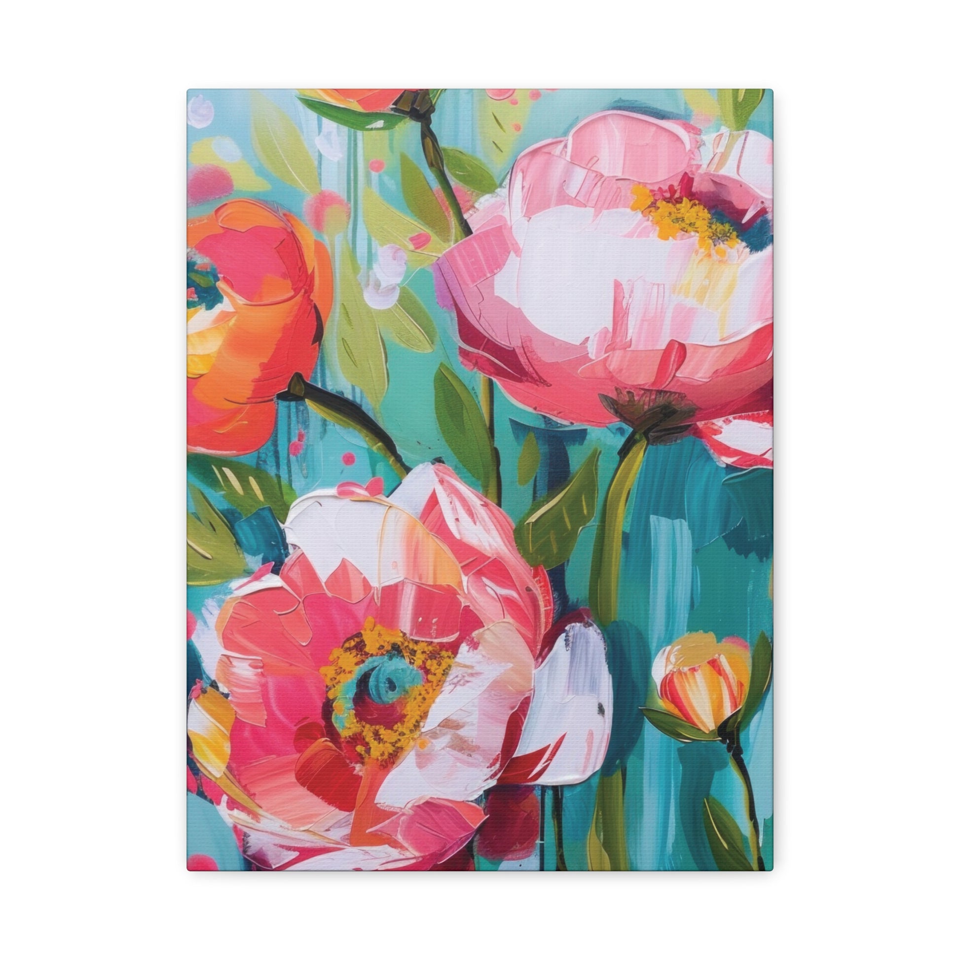 Unique Boho Floral Wall Art Matte Canvas Stretched, Vibrant Botanical Design, Perfect for Living Room, Bedroom, or Office Decor, Adds a Stylish Touch to Any Space - MRSBYVALLE