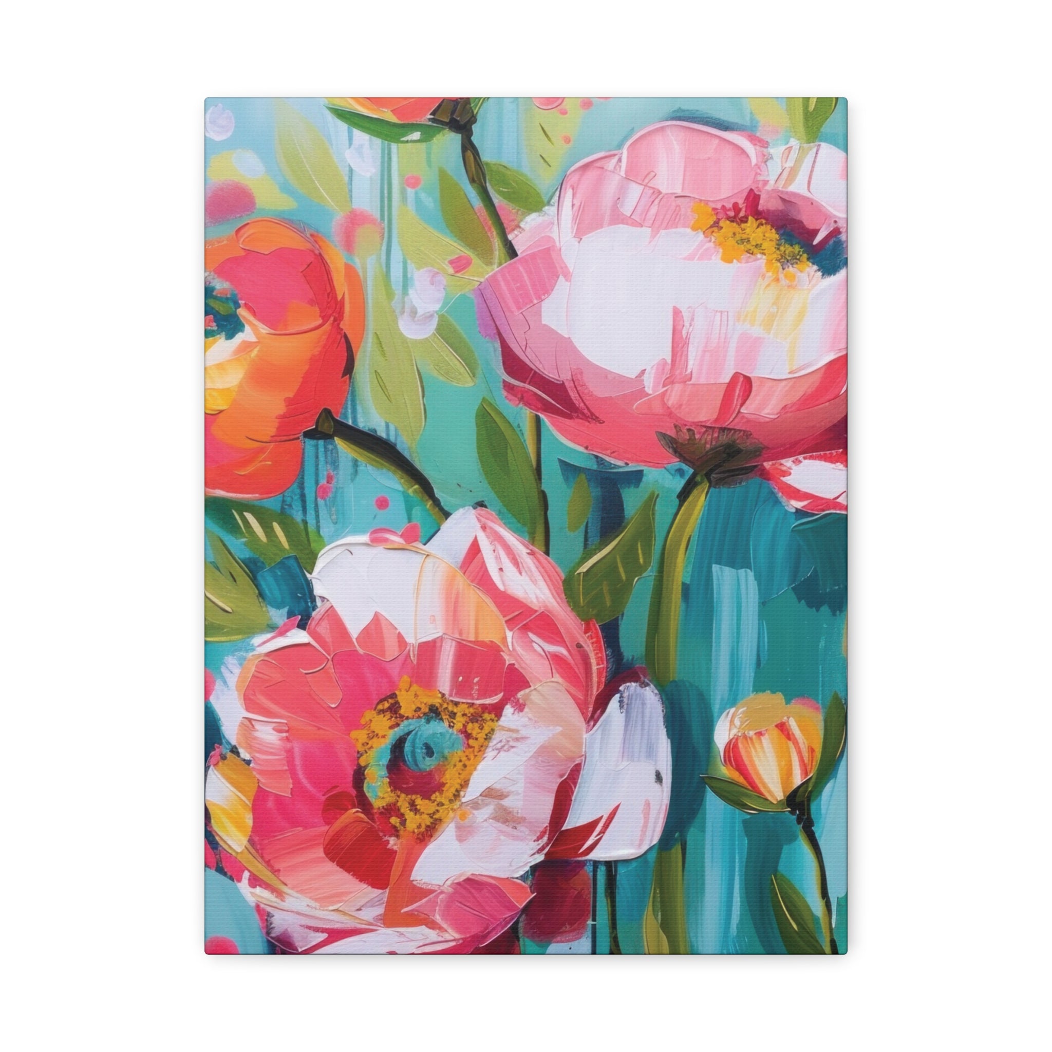 Unique Boho Floral Wall Art Matte Canvas Stretched, Vibrant Botanical Design, Perfect for Living Room, Bedroom, or Office Decor, Adds a Stylish Touch to Any Space - MRSBYVALLE