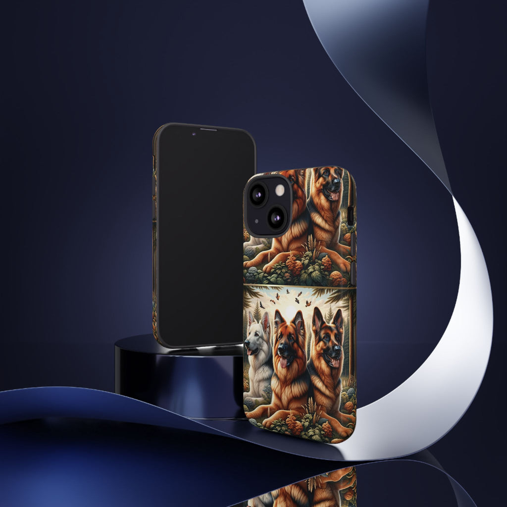 German Shepherd Phone Tough Case Floral Elegant Durable Dog Lover Devices iPhone 15, Samsung iPhone Samsung Accessory Gift for Her