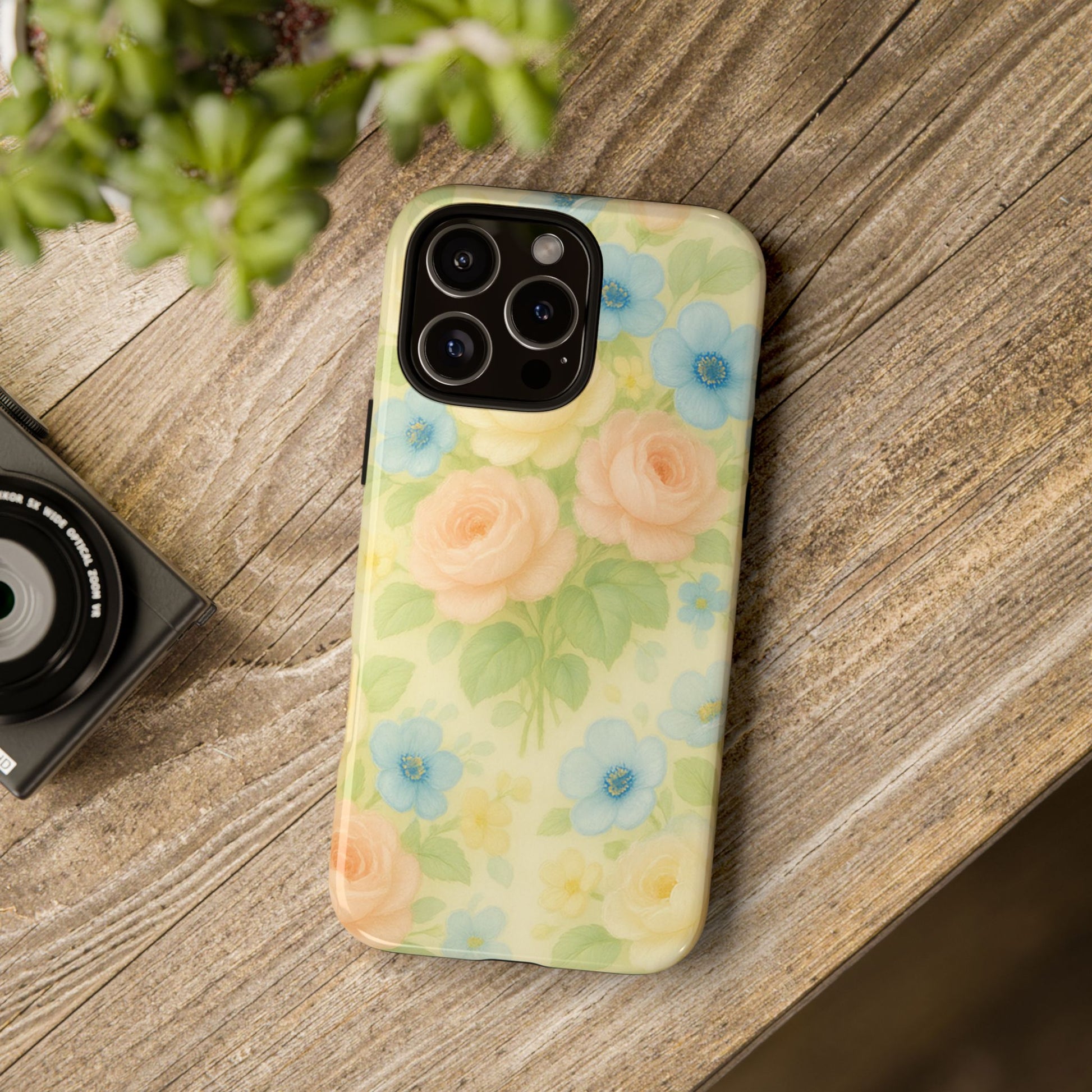 Pastel Yellow Vintage Floral Phone Case  Romantic Cottagecore Aesthetic, Soft Botanical Design, Protective Gift for Her, Fits iPhone & Samsung Models