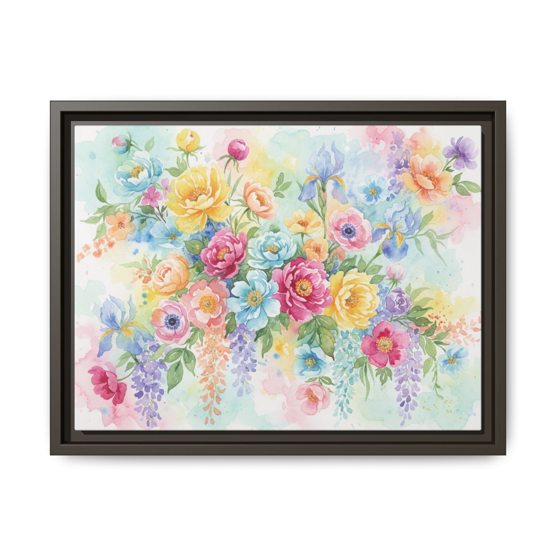 Watercolor Floral Bouquet Canvas, Framed Matte Wall Art | Multi-Color Wall Art