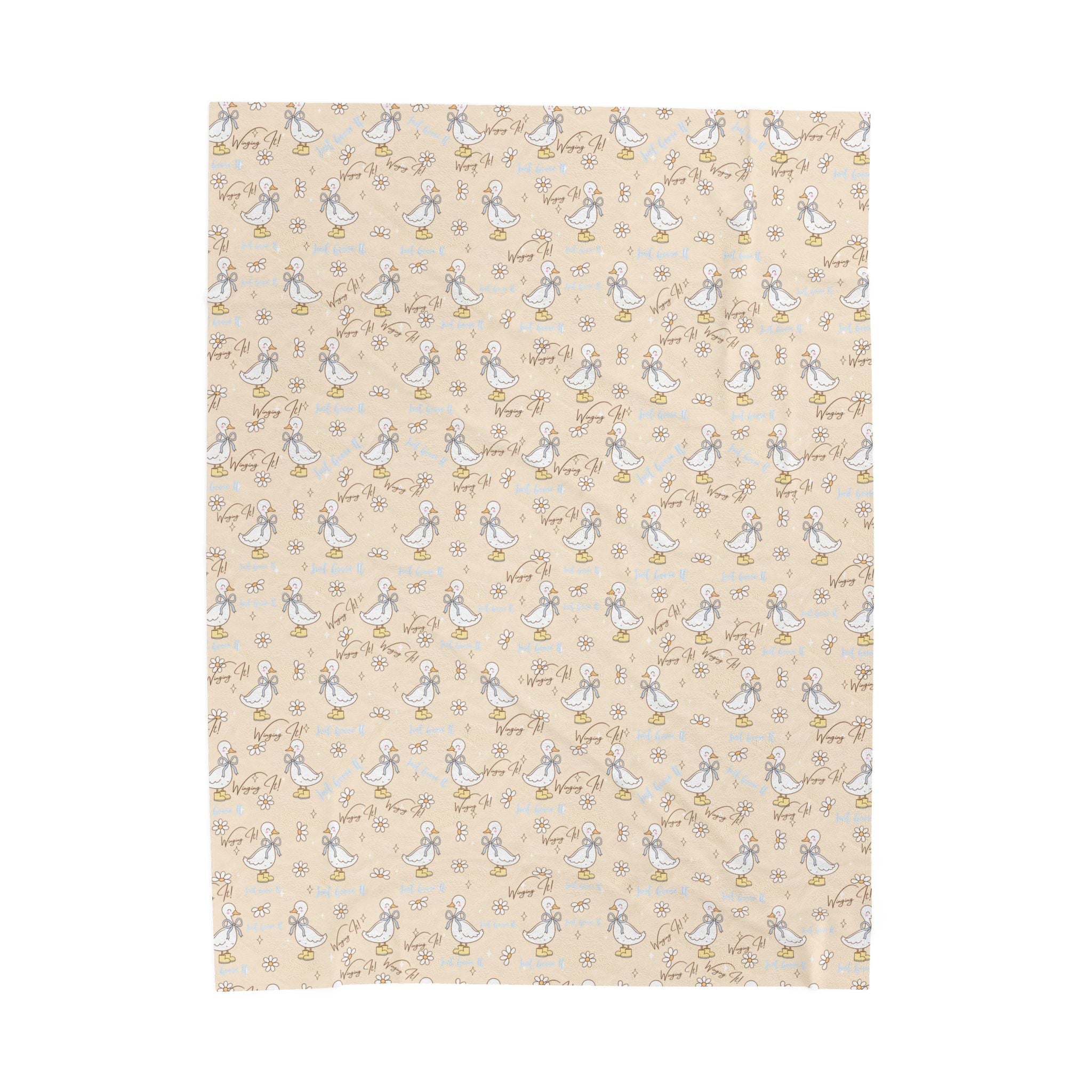 Couverture en peluche Velveteen, motif Oie Farceuse, jeté d'animaux rigolos, literie douillette, jolie décoration de chambre d'enfant, canapé confortable